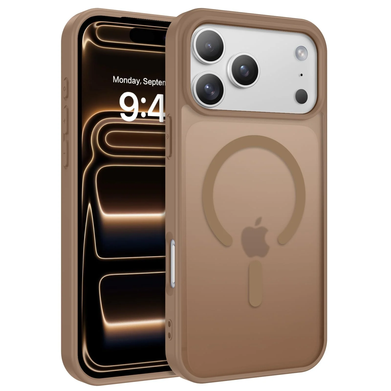 DL3 Mobilak For iPhone 17 Pro Max Case [Compatible with MagSafe], Full Camera Protection, Built-in Magnetic Ring, Shockproof, Scratch-Resistant, Translucent Matte Mobile Cover - Desert Titanium