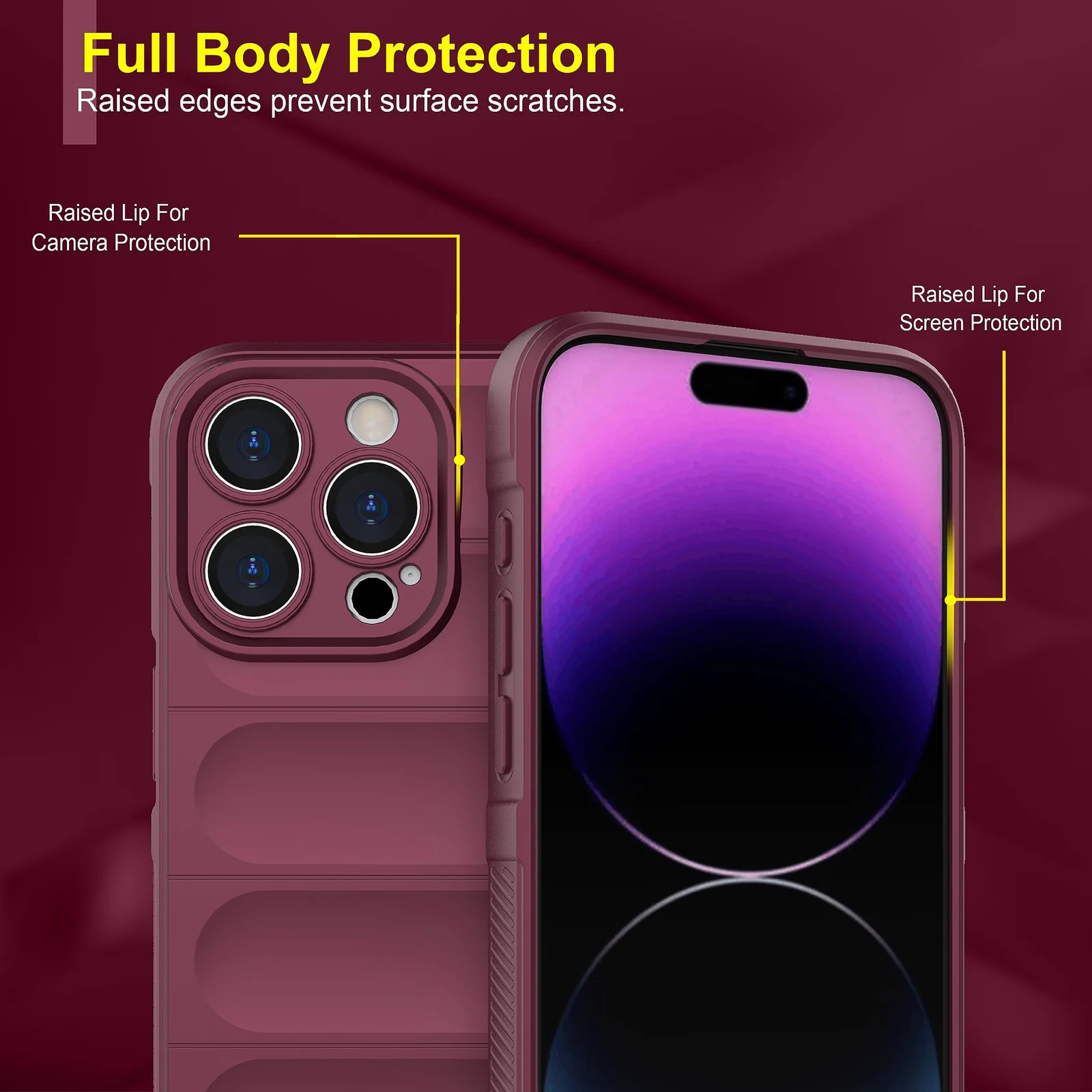 DL3 Mobilak Silicone Case for iPhone 12 Pro 6.1 Inch Heavy Duty Protective [Slim Fit] Shockproof Soft Flexible Protective Design Shock-Absorption TPU Cover With Camera Protection - Wine Red
