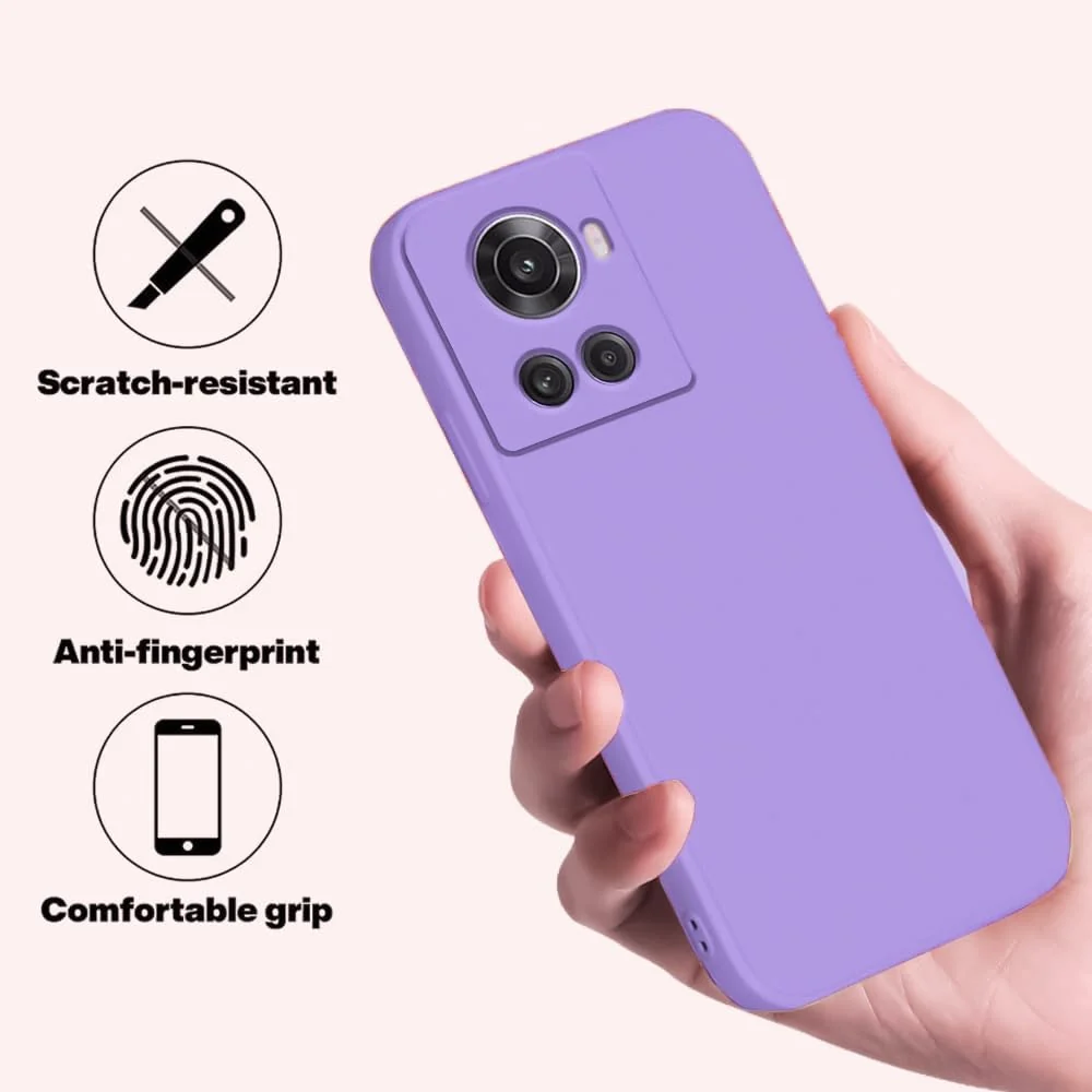 DL3 Mobilak OnePlus 10R Case, Soft Flexible Silicone Gel Rubber Bumper Cover, Full Body Shockproof Protective Phone Case - Lavender