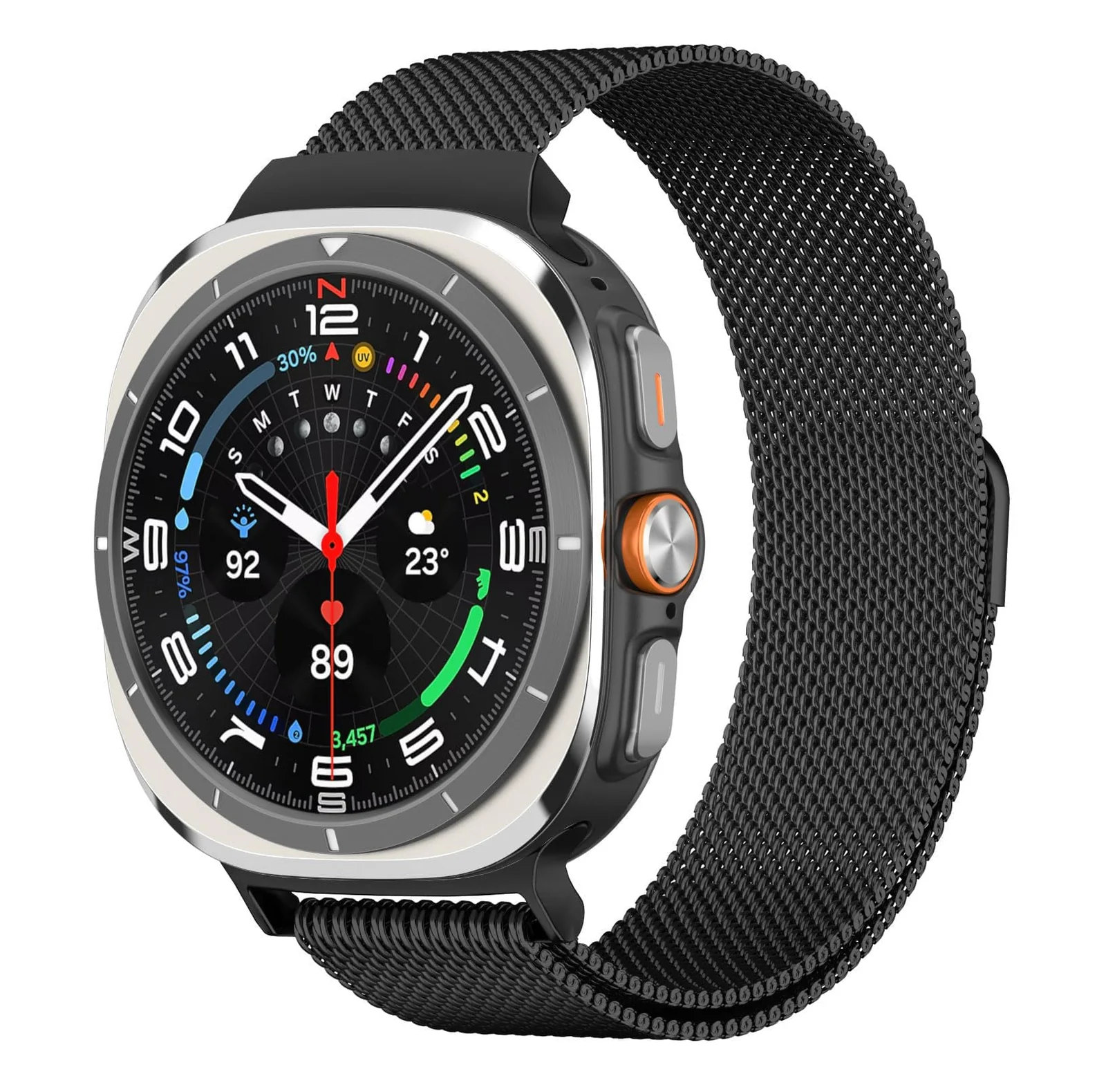 DL3 Mobilak Metal Band Compatible with Samsung Galaxy Watch 7 Ultra Bands 47mm, Stainless Steel Mesh Loop Magnetic Clasp Wristbands Replacement Accessory Women Men for Samsung Watch Ultra Band 47 mm - Black