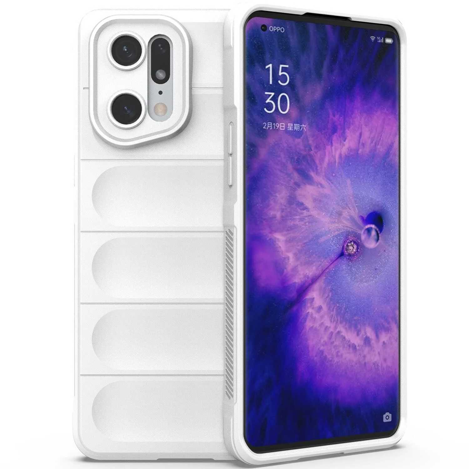 DL3 Mobilak Flexible Silicone and TPU Protective Case with Camera Protection for OPPO Find X5 Pro - White