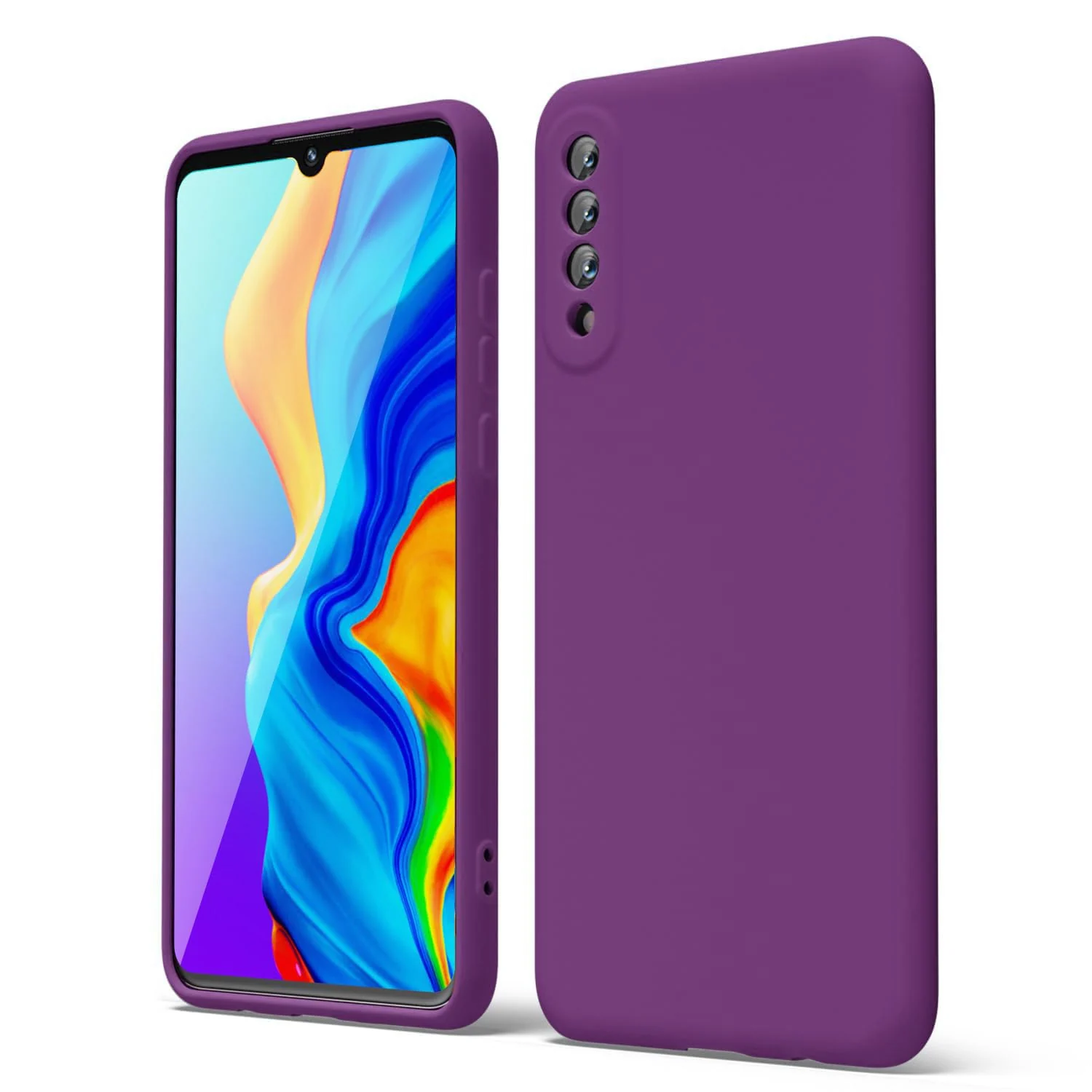 DL3 Mobilak Liquid Silicone Protective Case for Xiaomi Mi 9 Lite with Microfiber Lining and Shockproof Design - Violet
