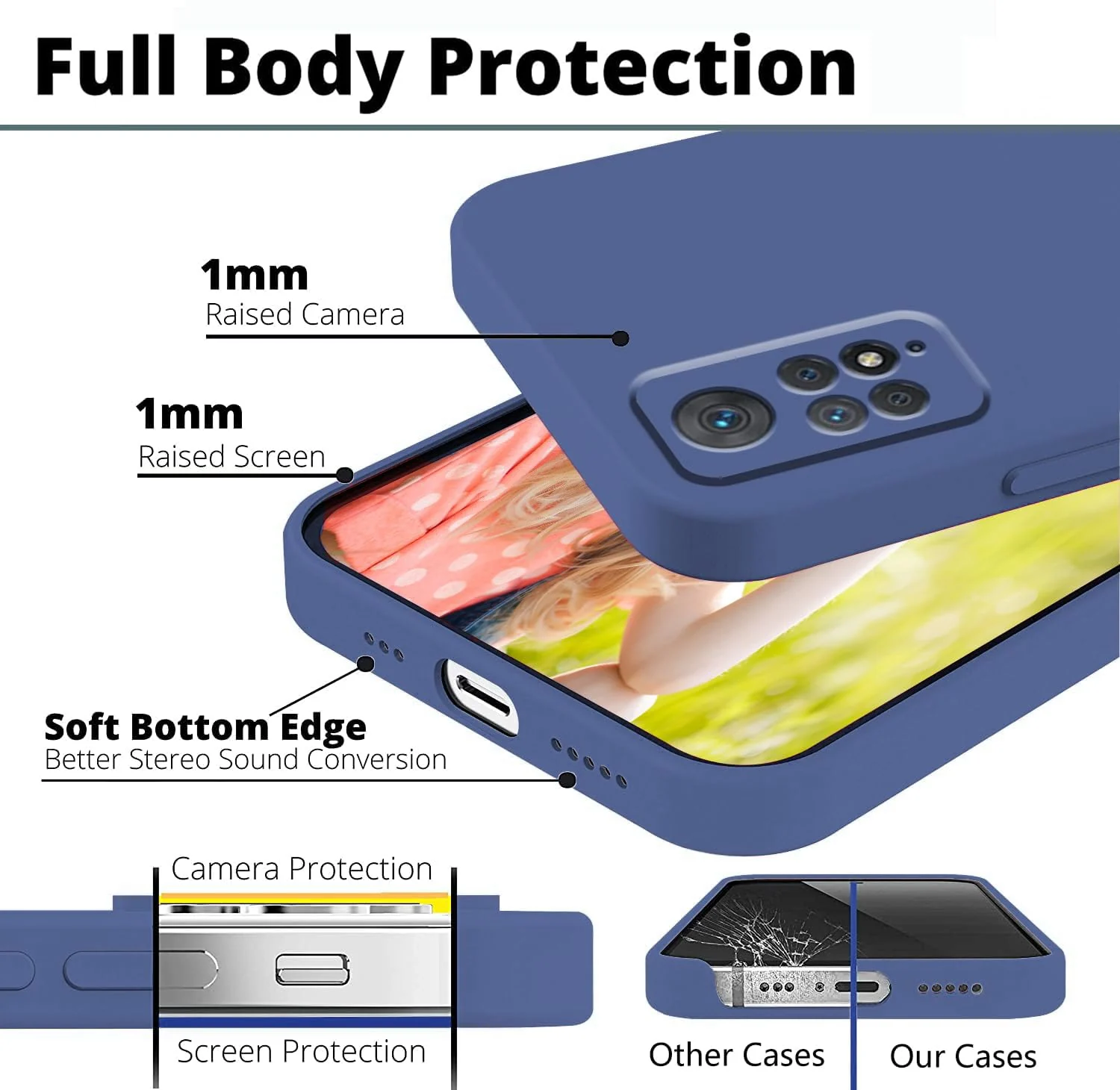 DL3 Mobilak Xiaomi Redmi Note 12 Pro 4G / Redmi Note 11 Pro 4G&5G Case, Soft Flexible Liquid Silicone Gel Rubber Bumper Cover, Full Body Shockproof Protective Phone Case - Blue