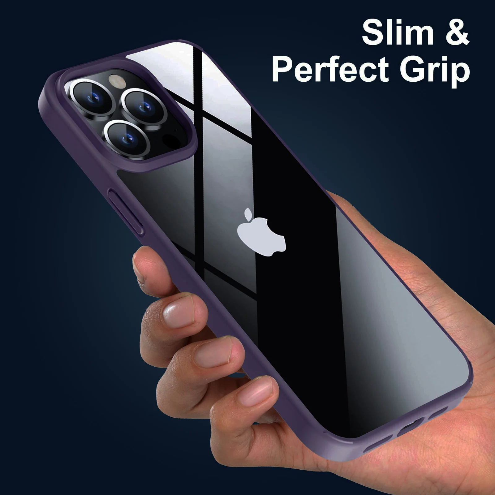 DL3 Mobilak Clear TPU Case for iPhone 14 (6.1 Inch), Shock-absorbing protection, Non-slip grip, Raised edges around the screen and camera - Deep Purple
