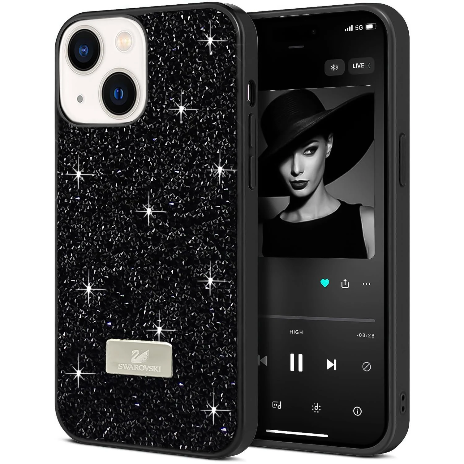 DL3 Mobilak Glitter Rhinestone Protective Case for iPhone 15+ Plus / iPhone 14 Plus 6.7 with Shockproof Design