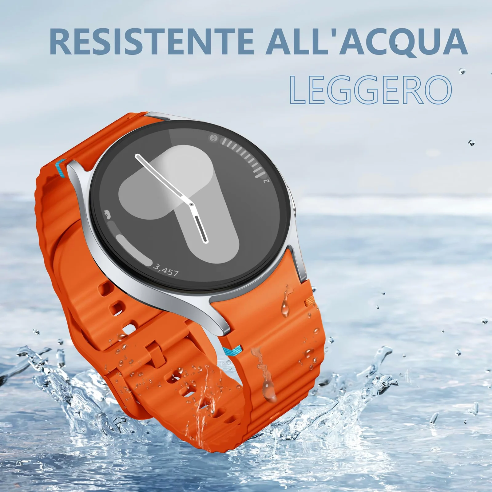 DL3 Mobilak No Gap Sport Bands For Samsung Galaxy Watch 7 6 5 4 FE Strap 40mm 44mm, Soft Silicone Sport Band for Galaxy Watch 6 Classic Straps 47mm 43mm/Galaxy Watch 5 Pro/Watch 4 Classic 42mm 46mm for Men Women - Orange