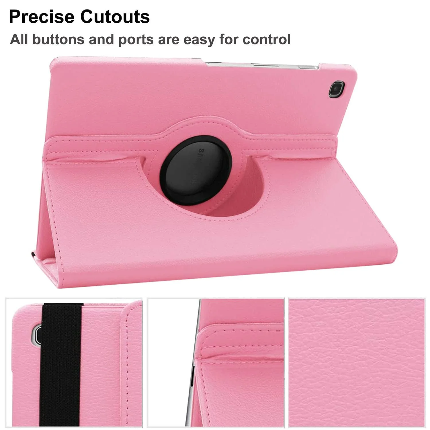 DL3 Mobilak Protective Cover for Samsung Galaxy Tab S6 Lite 2024/2022/2020 10.4 inch Tablet, 360° Rotatable Smart Stand, Leather Folio Flip Cover with Multi-Angle Viewing, Auto Wake Sleep - Pink