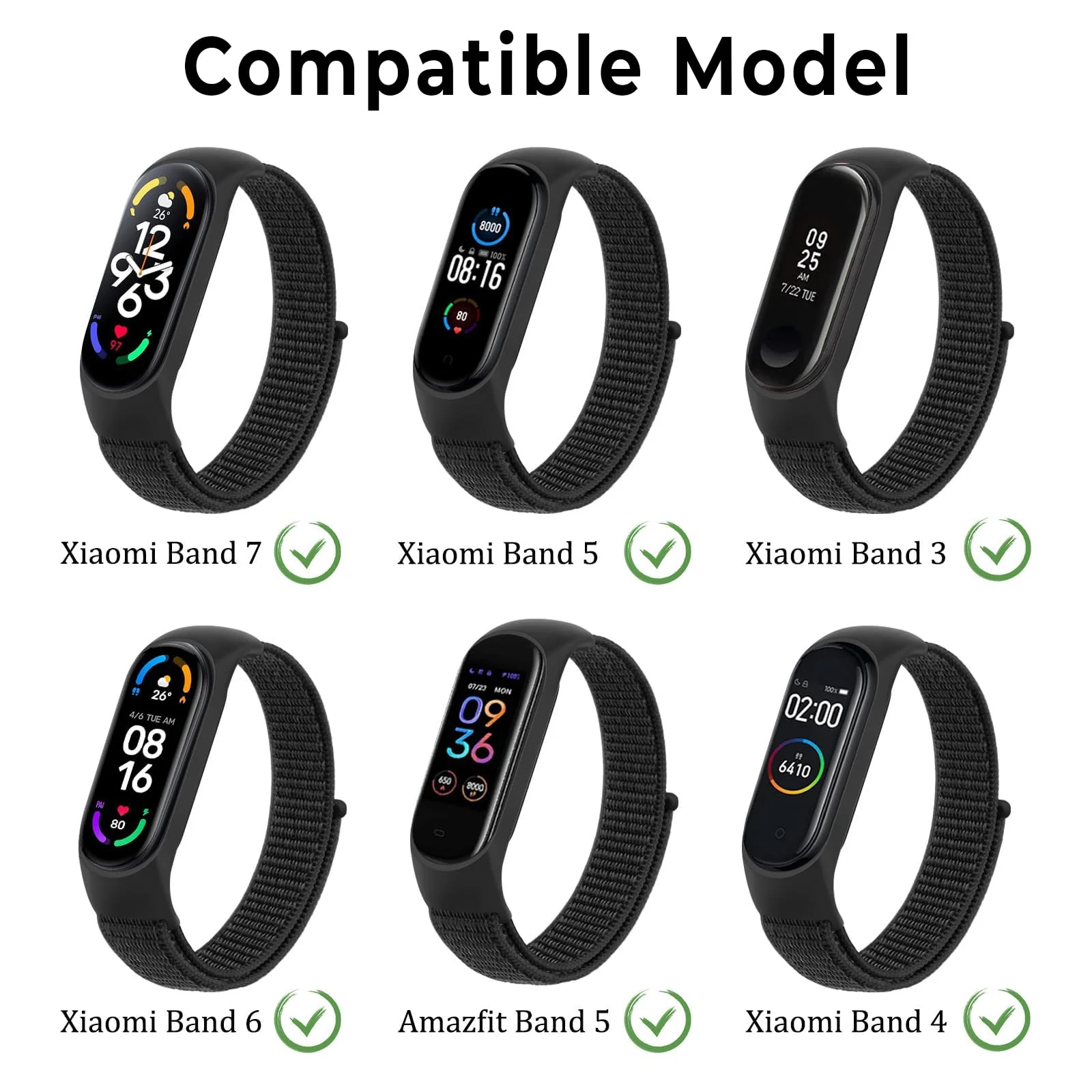 DL3 Mobilak Nylon Sport Band Compatible with Xiaomi Mi Band 7/Mi Band 6/Mi Band 5/Mi Band 4/Mi Band 3/Amazfit Band 5 for Women Men, Soft Adjustable Breathable Sport Loop Watch Strap - Turquoise