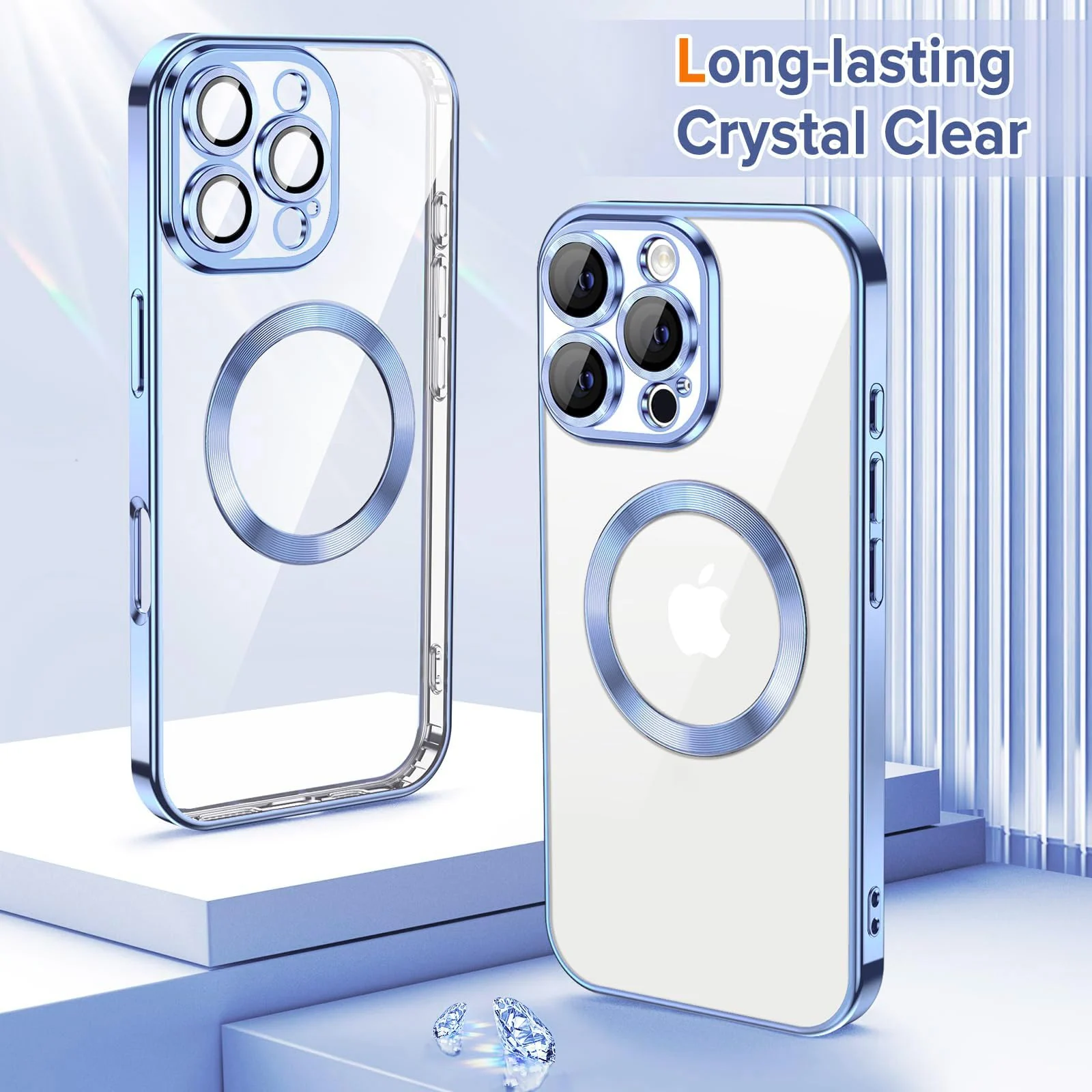 DL3 Mobilak Plated-Edge TPU Protective Case with Camera Protection for iPhone 16 Pro - Steel Blue