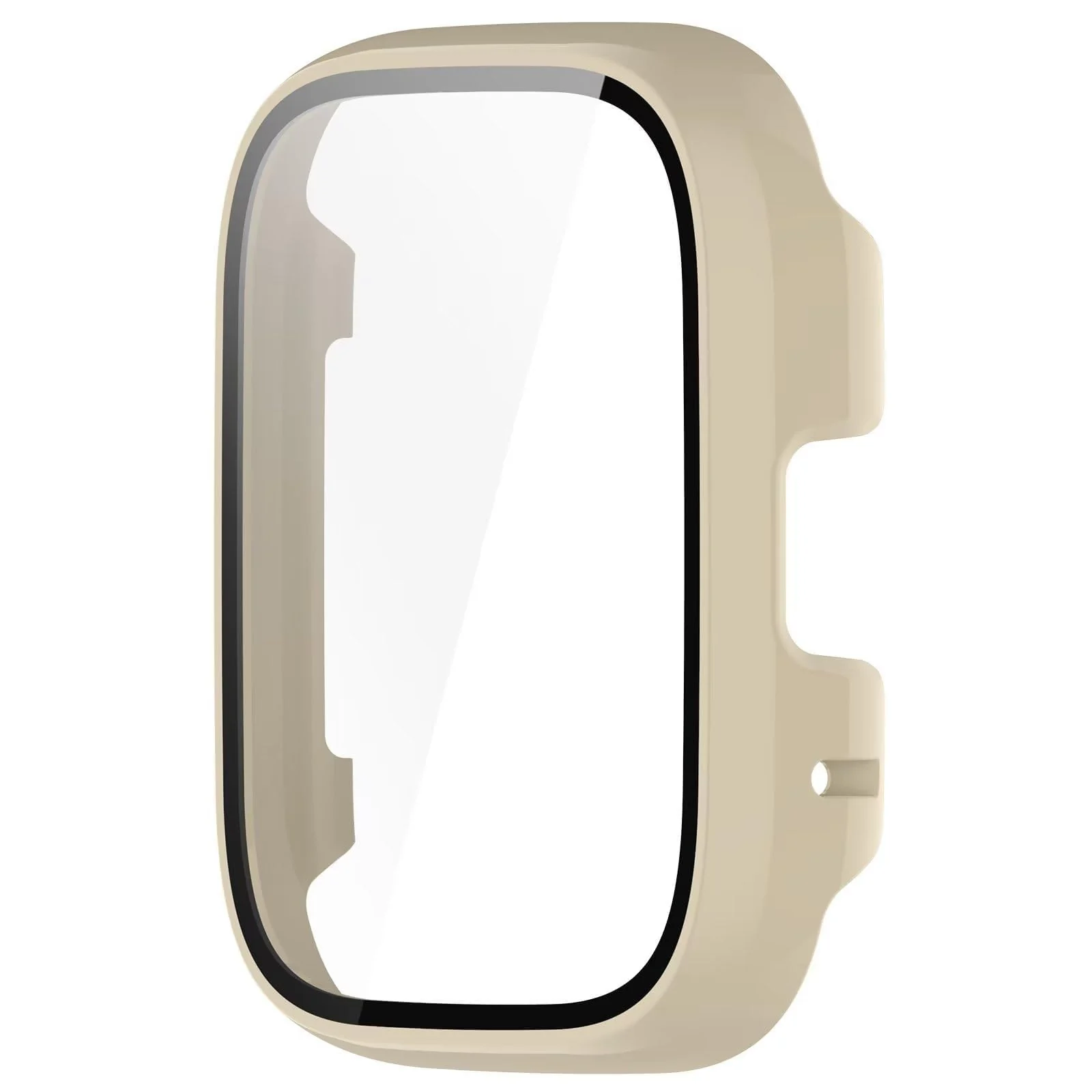 DL3 Mobilak Case with Screen Protector for Xiaomi Redmi Watch 3 Active/Redmi Watch 3 Lite, Bumper Full Coverage Hard PC Overall Protective Cover, Built-in Tempered Glass High Sensitivity - Ivory White