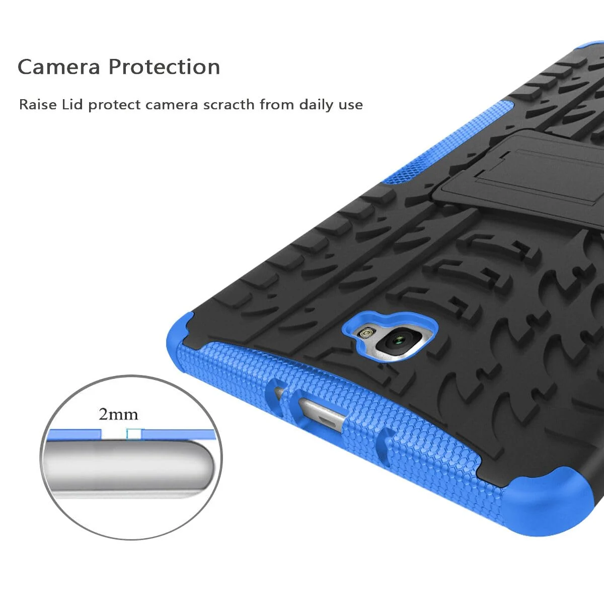 DL3 Mobilak Case For Samsung Galaxy Tab A 10.1 inch 2016 Release, SM-T580 T585 T587 Case, Hybrid Rugged Armor Heavy Duty 2 in 1 TPU + PC Combo Dual Layer Shockproof Case with Kickstand - Blue