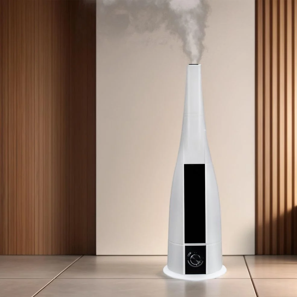 Mobigon 6 Litres Humidifier for Room, Cool Mist Ultrasonic Humidifier/Essential Oil Diffuser, Super Quiet 360°Nozzle, Colorful Change, Auto Shut Off&UV Light&, Lasts Up to 24 Hours - White & Black