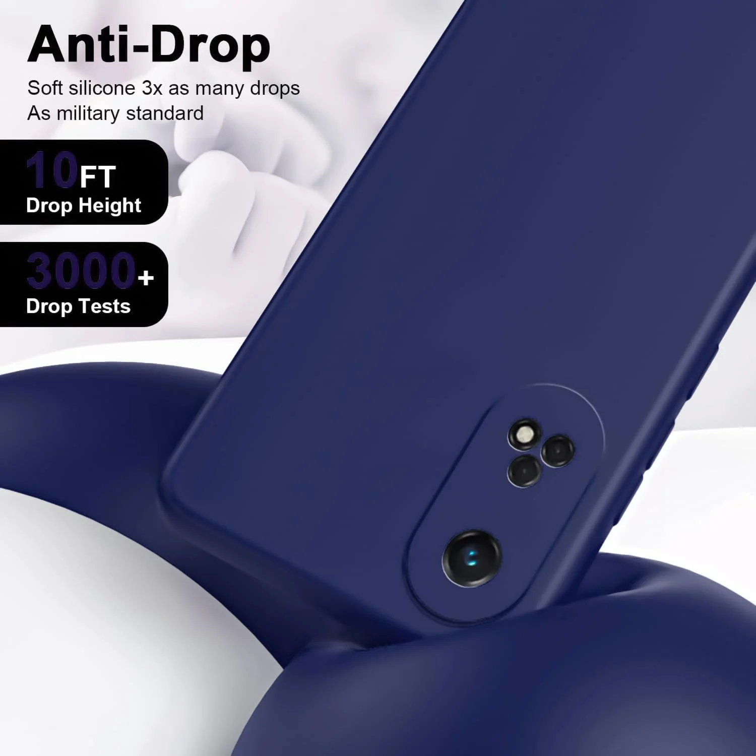 DL3 Mobilak Soft Silicone Protective Case for OPPO Reno 8T 4G with Microfiber Lining and Shockproof Design - Blue 2