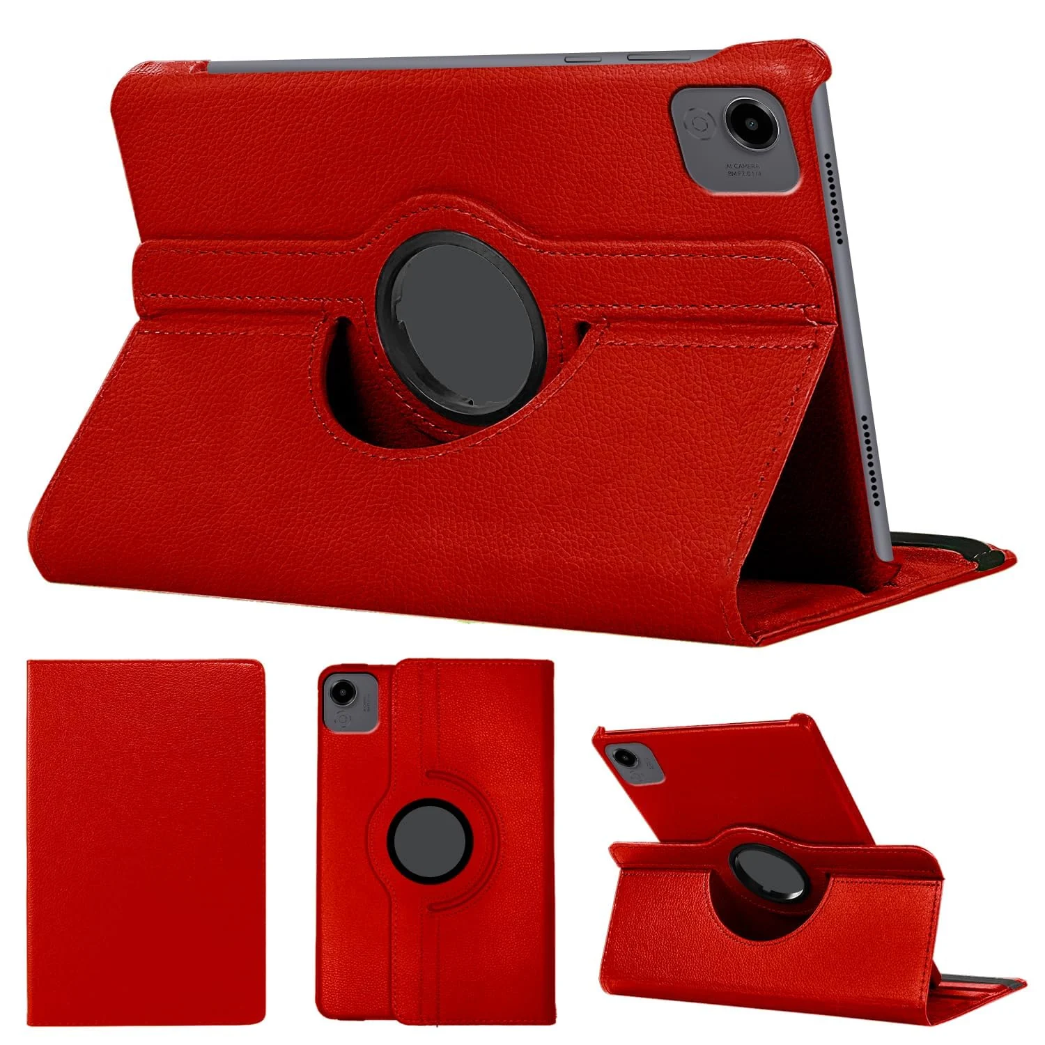 DL3 Mobilak Protective Cover for Honor Pad X9a 11.5 inch, 360° Rotatable Smart Stand, Leather Folio Flip Cover with Multi-Angle Viewing, Auto Wake Sleep - Red