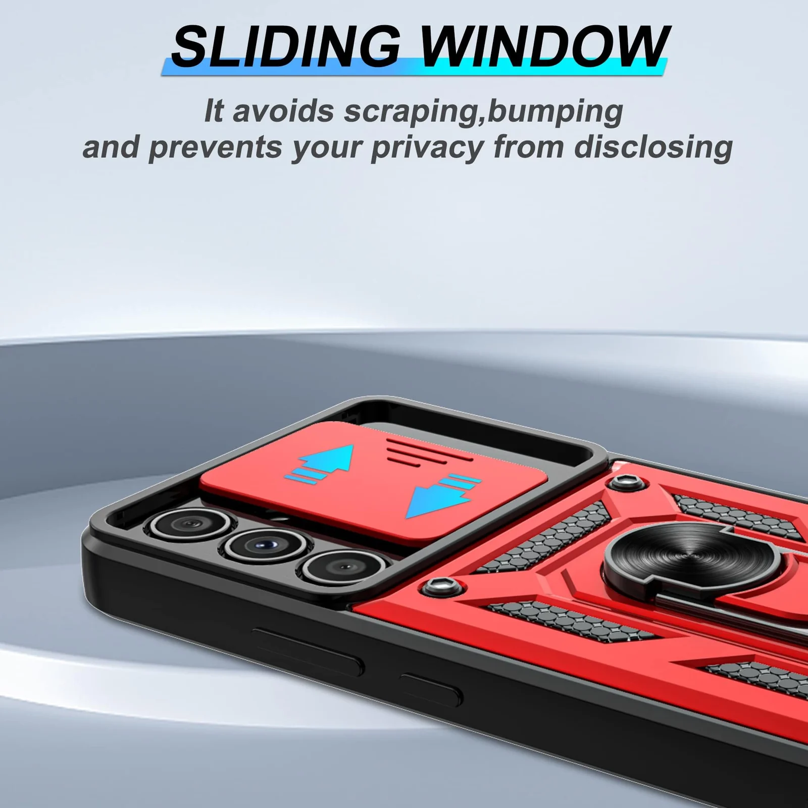 DL3 Mobilak Military-Grade Protective Case with Sliding Camera Cover, Metal Ring Kickstand and Magnetic Car-Mount Support for vivo V25 5G / V25E 4G / X80 Lite - Red