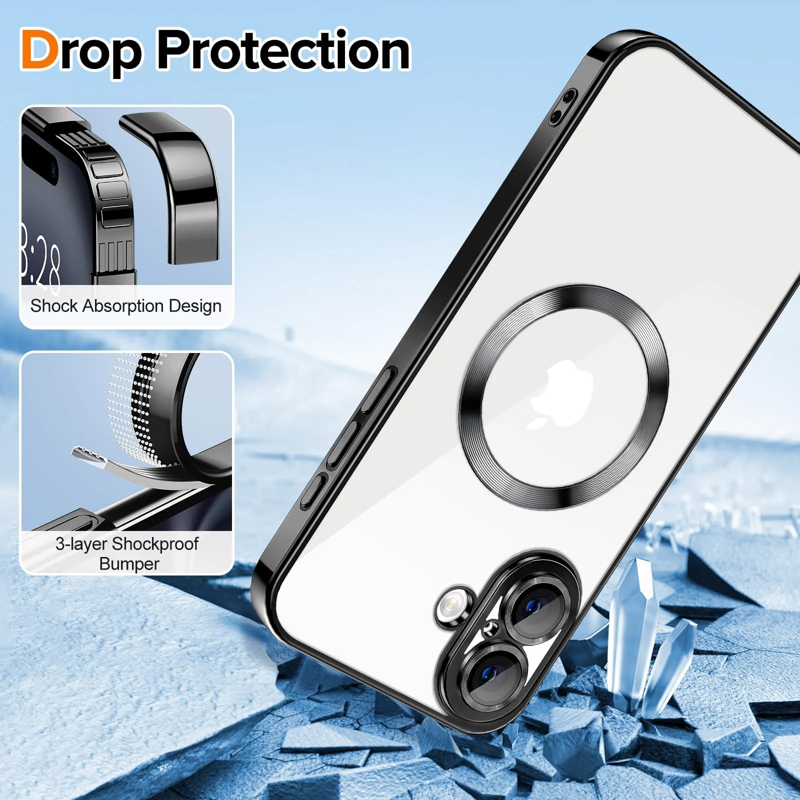 DL3 Mobilak Plated-Edge TPU Protective Case with Camera Protection for iPhone 16 Plus - Black