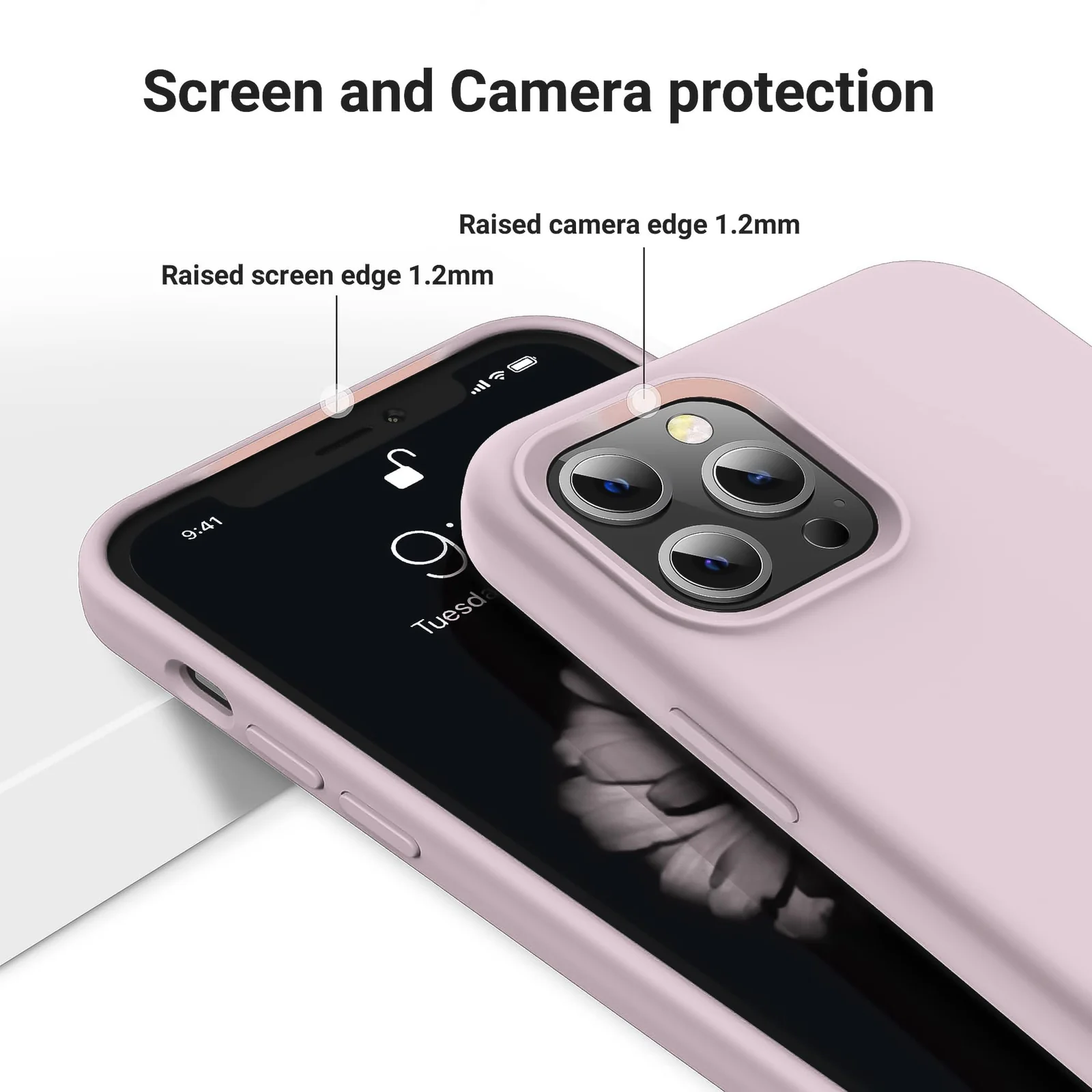 DL3 Mobilak Liquid Silicone Protective Case for iPhone 13 Pro Max (6.7 Inch) with Camera Protection and Microfiber Lining - Pink Sand 2