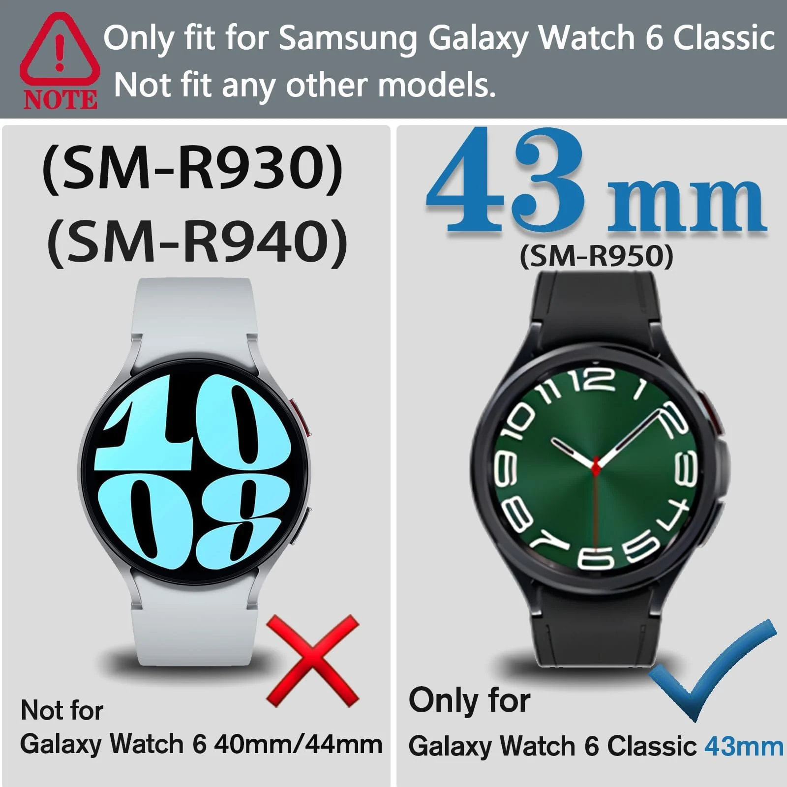 DL3 Mobilak Bumper Case Protector for Samsung Galaxy Watch 6 Classic 43mm, [NO Screen Film] Flexible Lightweight Glossy TPU Edge Case Protective Cover Galaxy Watch 6 Classic 43mm - Pink