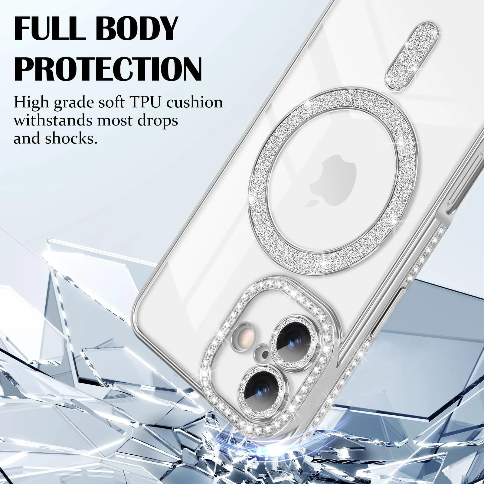 DL3 Mobilak MagSafe-Compatible Magnetic Case for iPhone 17 with Camera Protection and Magnetic Car-Mount Support - Silver