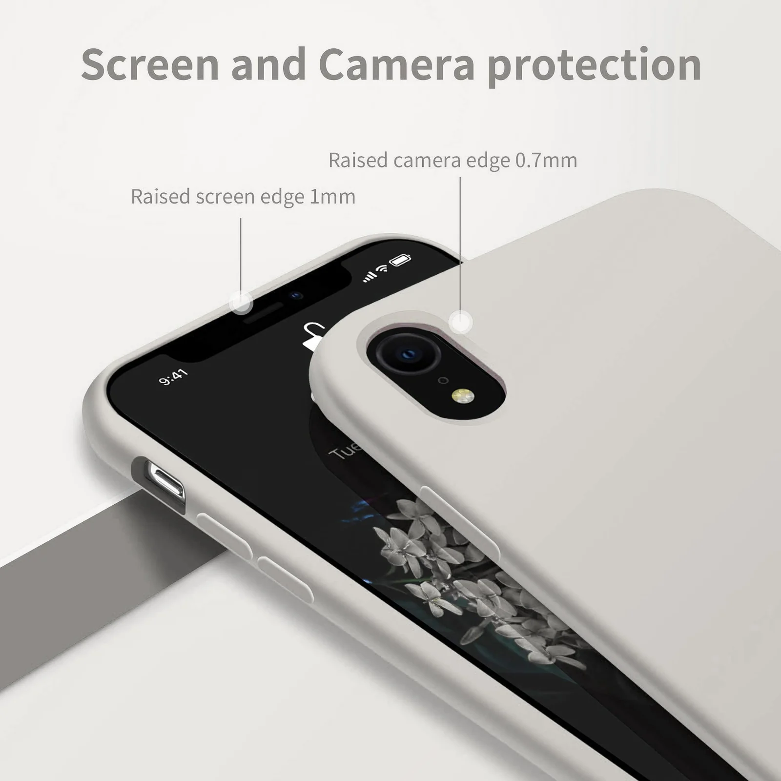 DL3 Mobilak Liquid Silicone Case for iPhone XR, Shock-absorbing protection, Scratch-resistant surface, Soft microfiber lining - Off White 2