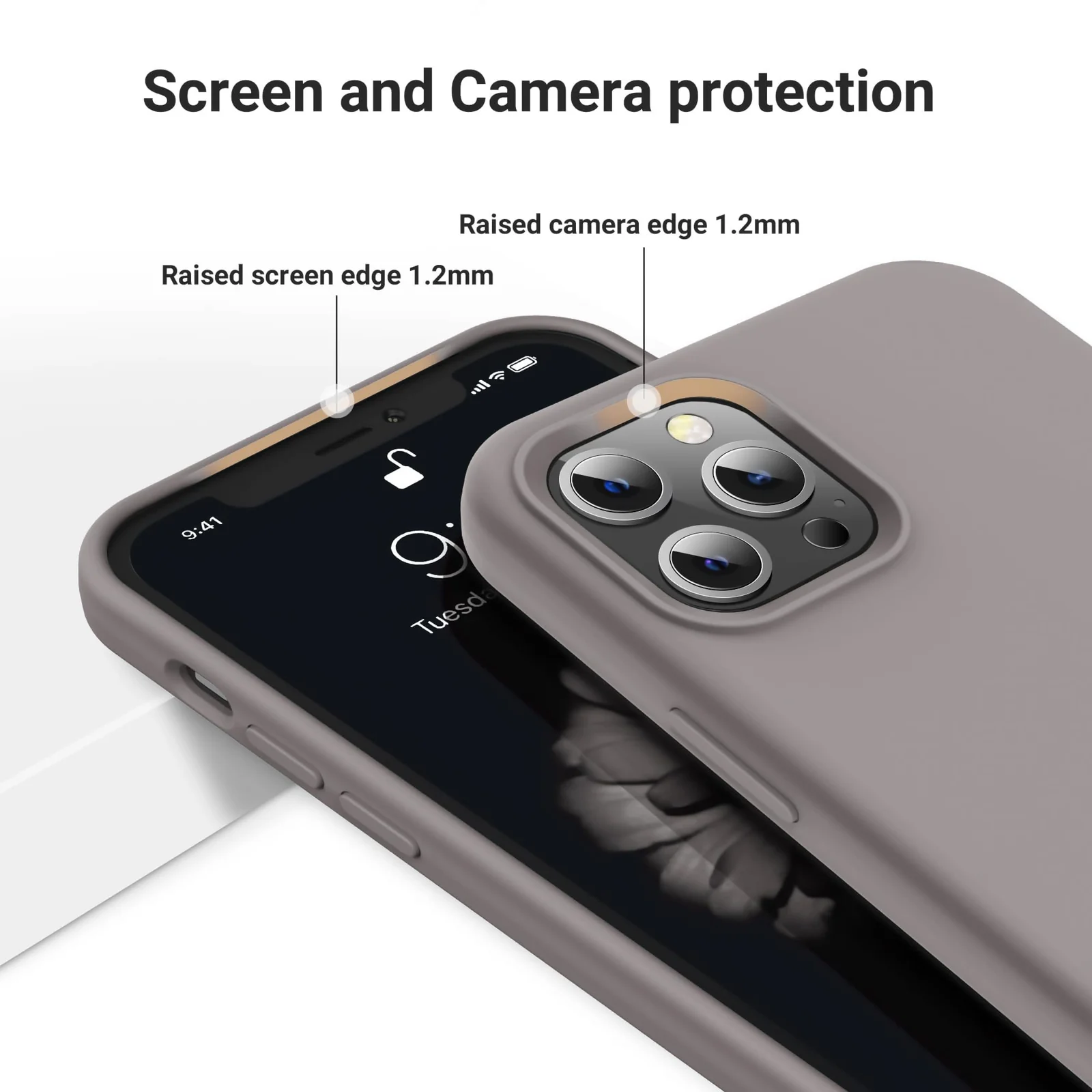 DL3 Mobilak Liquid Silicone Protective Case for iPhone 12 Pro Max (6.7 Inch) with Camera Protection and Microfiber Lining - Titanium