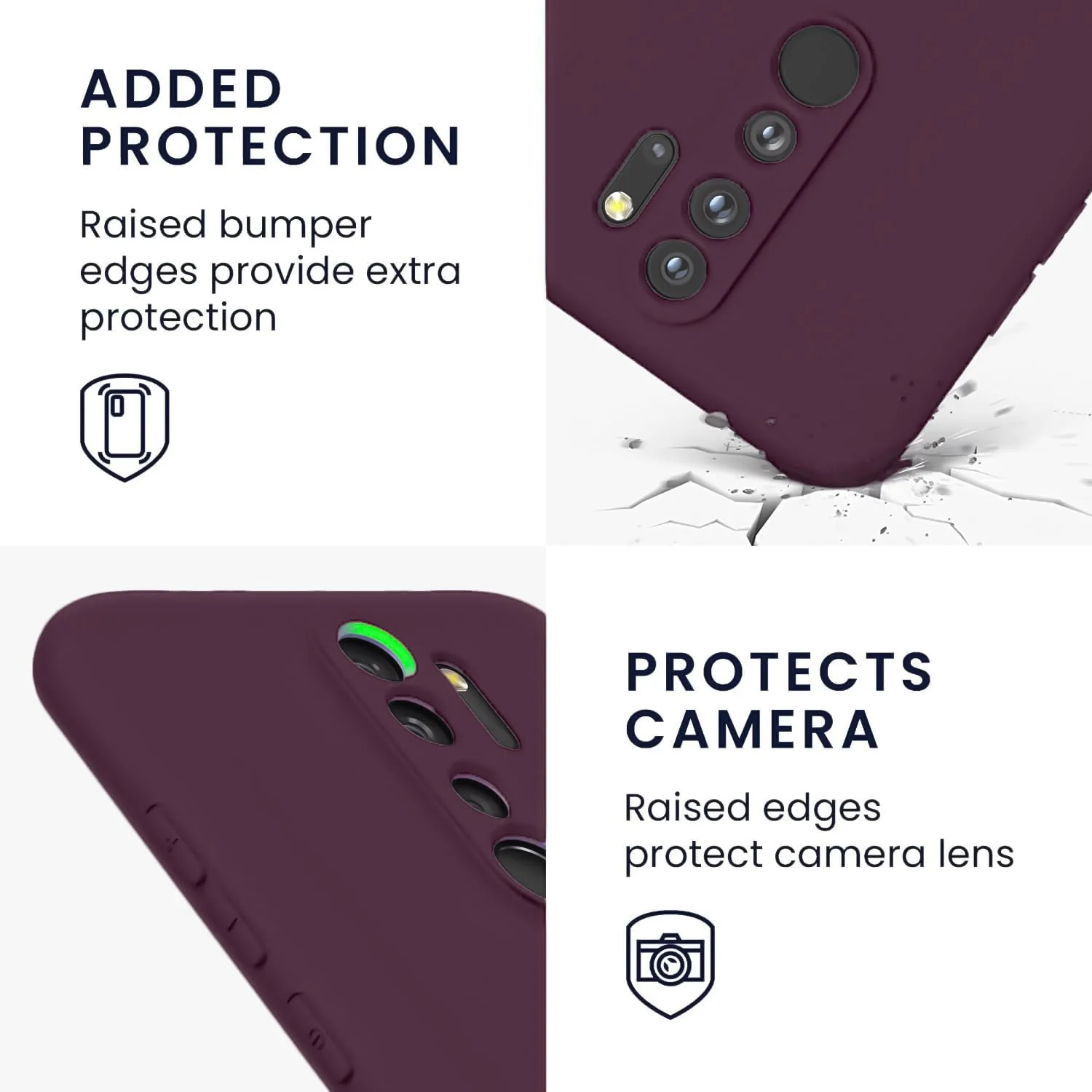 DL3 Mobilak Liquid Silicone Case for Xiaomi Redmi Note 8 Pro, Not compatible with MagSafe, Supports wireless charging, Camera protection - Wine Red