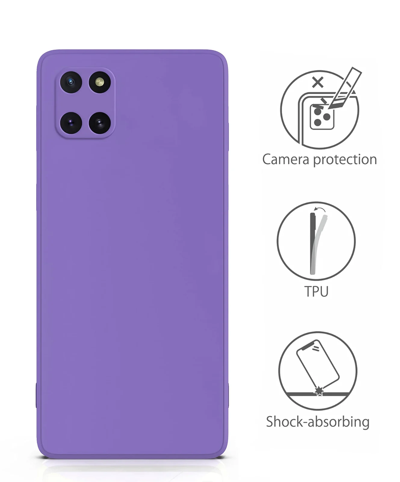DL3 Mobilak Liquid Silicone Case for Samsung Galaxy Note 10 Lite, Shock-absorbing protection, Scratch-resistant surface, Soft microfiber lining - Light Purple
