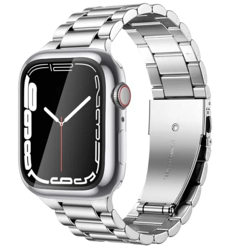 Metal Straps Compatible with Apple Watch 49MM 46MM 45MM 44MM 42MM(Series 3/2/1), Replacement Stainless Steel Business Band for iWatch Series Ultra 3/2/1 Series 12/11/10/9/8/7/6/5/4/SE - Silver