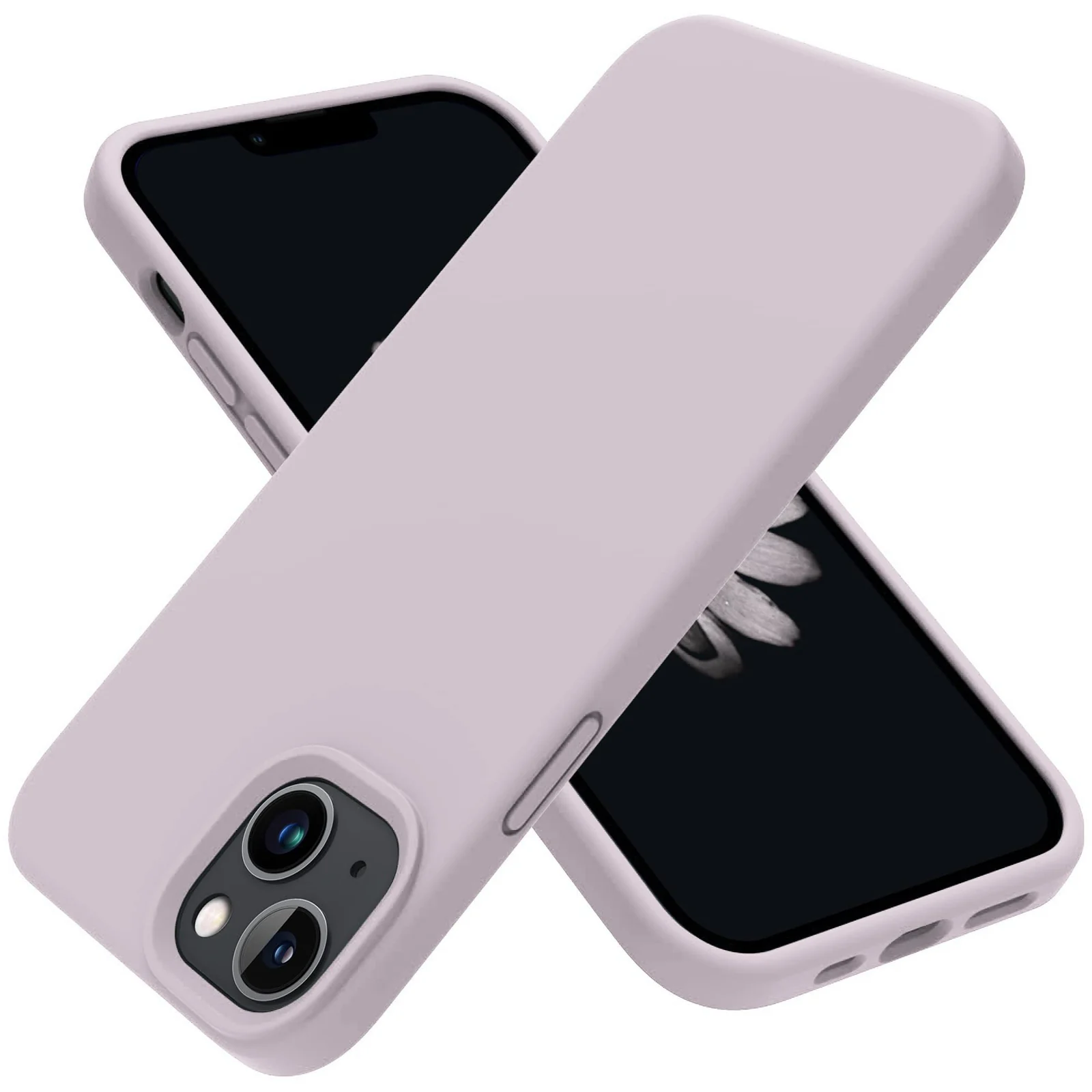 DL3 Mobilak Liquid Silicone Case for iPhone 15, Supports wireless charging, Shock-absorbing protection, Anti-fingerprint finish - A.Lavender Pink