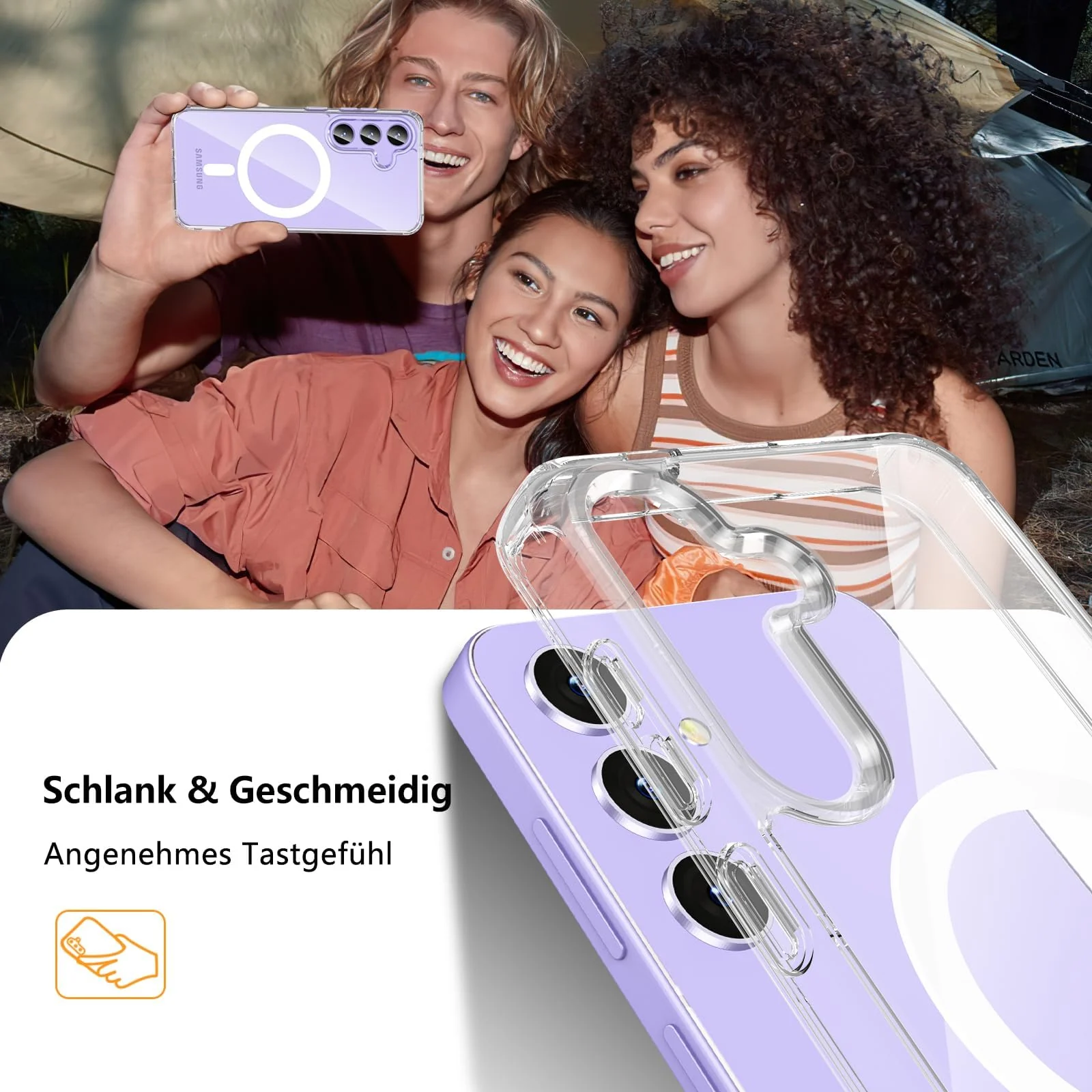 DL3 Mobilak Clear MagSafe-Compatible Magnetic Case for Samsung Galaxy S24 Plus 5G with Shockproof Design - Clear
