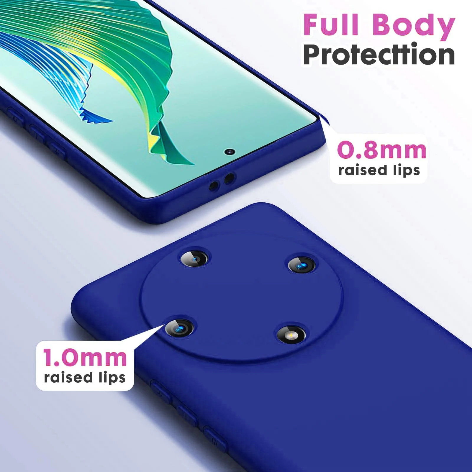 DL3 Mobilak Honor X9a Case, Soft Flexible Silicone Gel Rubber Bumper Cover, Full Body Shockproof Protective Phone Case - Pepsi - Hot Blue