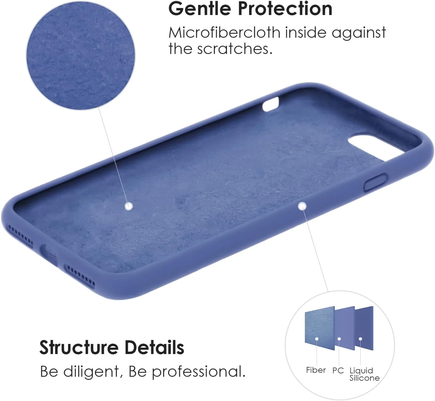 DL3 Mobilak Liquid Silicone Protective Case for iPhone SE 2022, SE 2020, iPhone 7, iPhone 8 with Camera Protection and Microfiber Lining - Lavender Blue