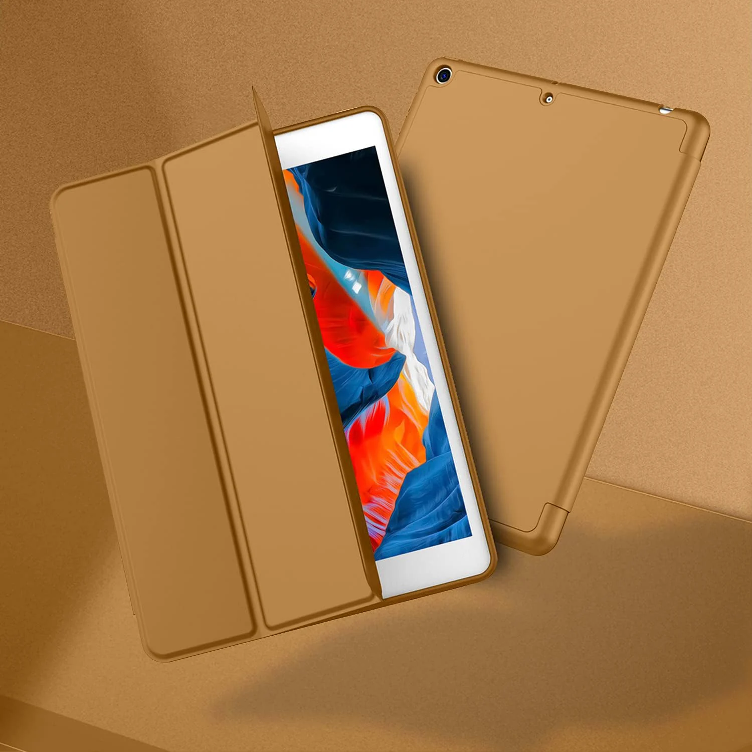 DL3 Mobilak Case Compatible with Samsung Galaxy Tab A 10.1 2016 (SM-T580 / T585, Not for 2019 Model), Smart Cover Soft Baby Skin Silicone Back and Full Body Protection, Auto Wake/Sleep - Brown