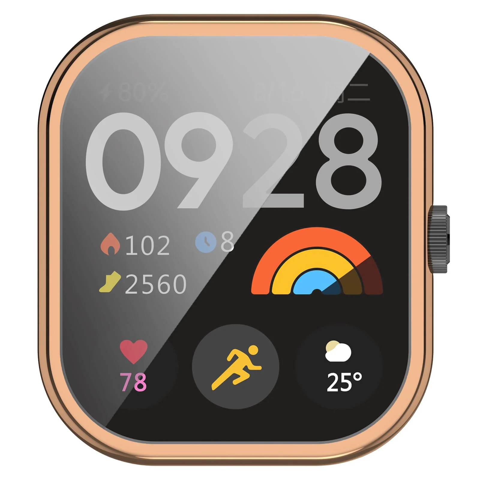 DL3 Mobilak Case Compatible with Xiaomi Redmi Watch 4 Case All-Around with Built-in Screen Protector Watch Soft TPU Shockproof Cover Slim Guard Thin Bumper Shell Protector - Rose Gold