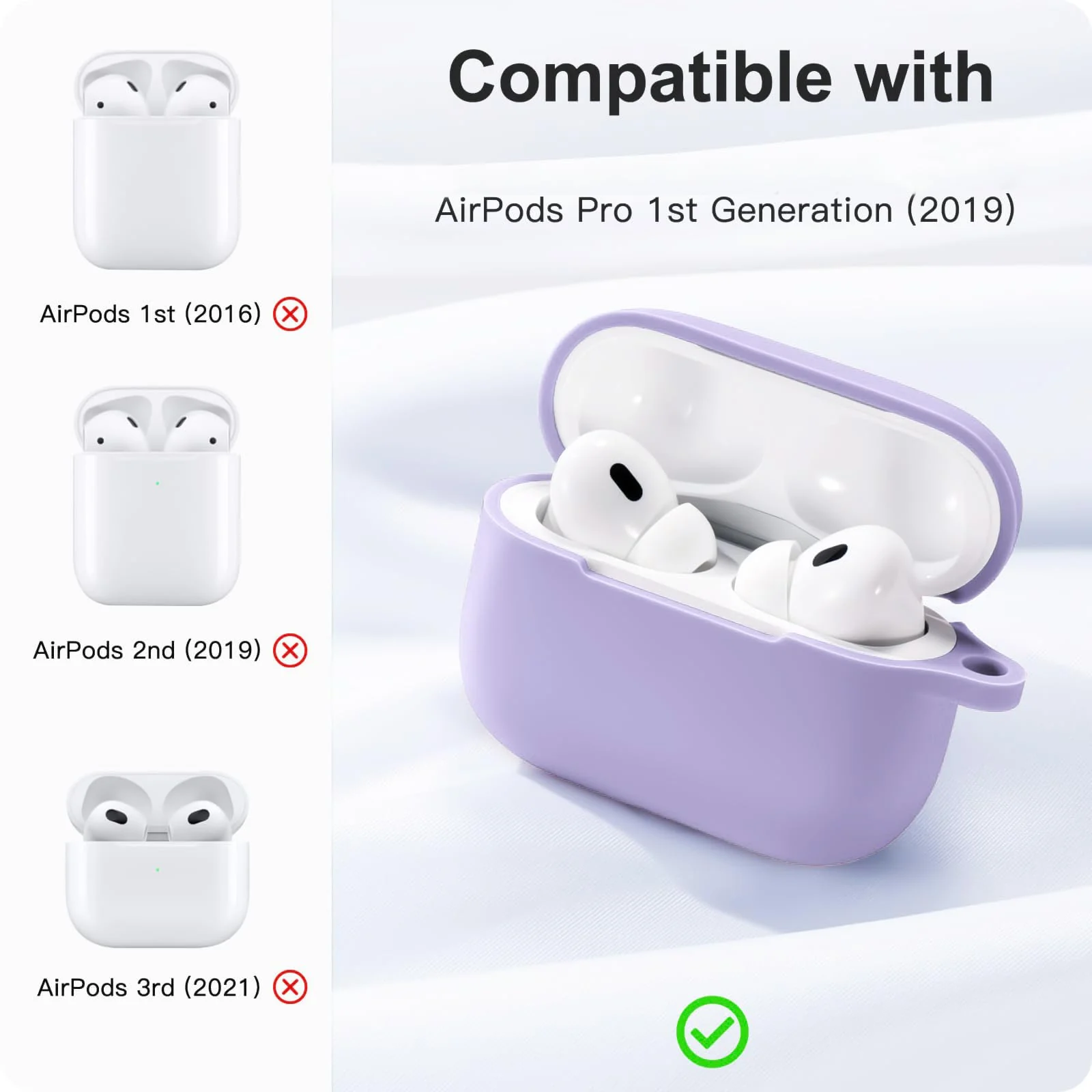 DL3 Mobilak AirPods Pro Case Cover, Silicone Protective Charging Case Skin with Keychain Compatible with Apple AirPods Pro Case for Women Men, Wireless Charging, Front LED Visible - Banana Purple