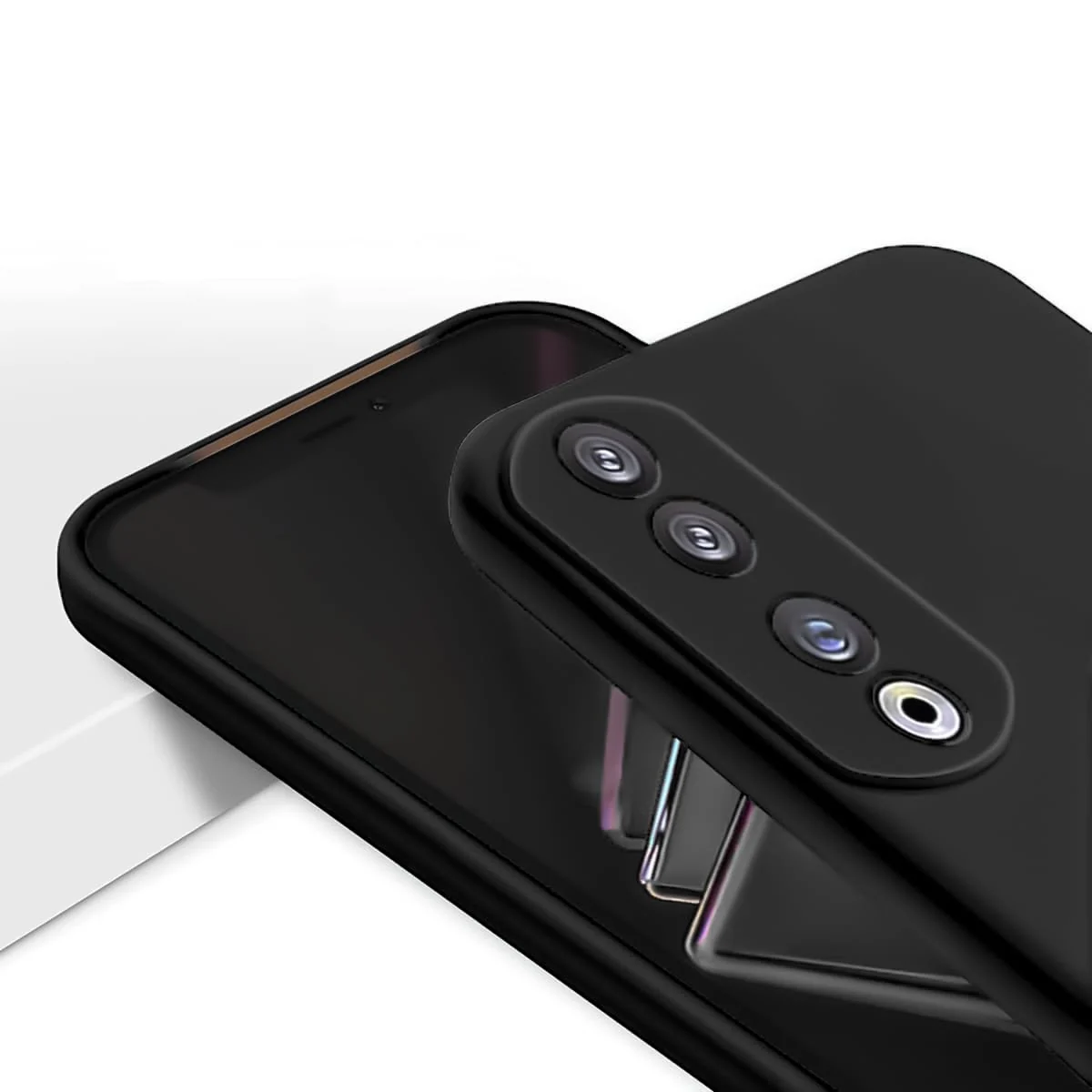 DL3 Mobilak Silicone Protective Case for Honor 70, Shock-absorbing protection, Scratch-resistant surface, Soft microfiber lining - Black