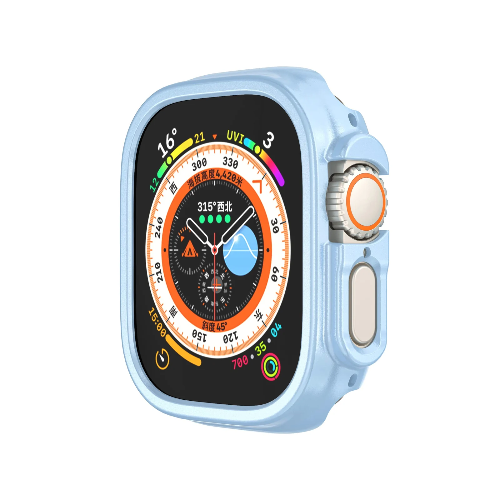 DL3 Mobilak Compatible For Apple Watch Ultra Case 49mm, Shockproof Ultra-Thin Hard PC Bumper Case All-Around Edge Protective Cover Frame[NO Screen Protector] for iWatch Accessories - Baby Blue