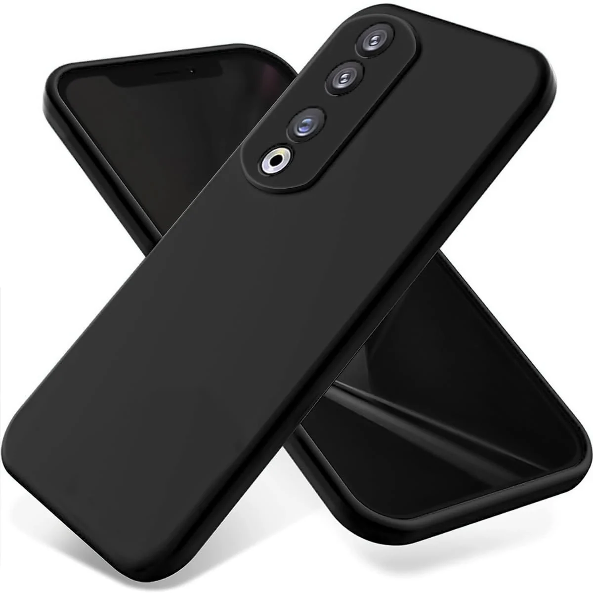 DL3 Mobilak Silicone Protective Case for Honor 70, Shock-absorbing protection, Scratch-resistant surface, Soft microfiber lining - Black