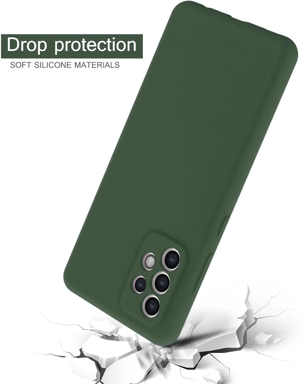 DL3 Mobilak Soft Silicone Protective Case for Samsung Galaxy A52 / A52S with Microfiber Lining and Shockproof Design - Green