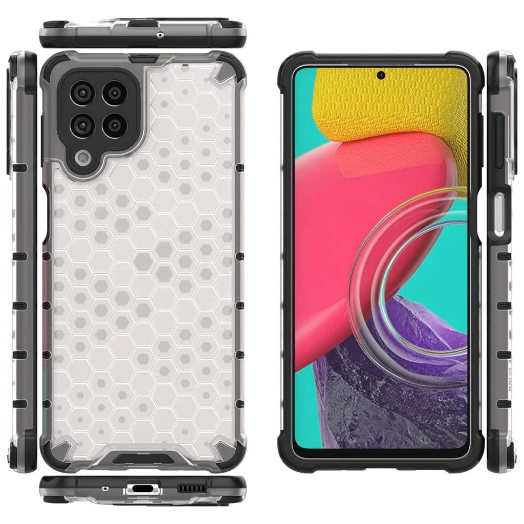 DL3 Mobilak Honeycomb Protective Case for Samsung Galaxy M53 5G, Shock-absorbing protection, Transparent design, Slim, lightweight profile - Clear