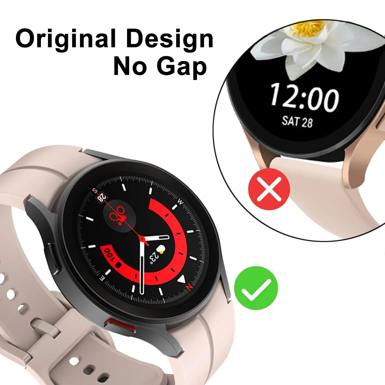 DL3 Mobilak Sport Watch Band Compatible with Samsung Galaxy Watch 7 FE 6 5 4 Band 40mm 44mm/ Galaxy Watch 6 Classic Bands 43mm 47mm/Watch 5 Pro Band 45mm/ Galaxy Watch4 Classic Band 42mm 46mm, No Gap - Pink