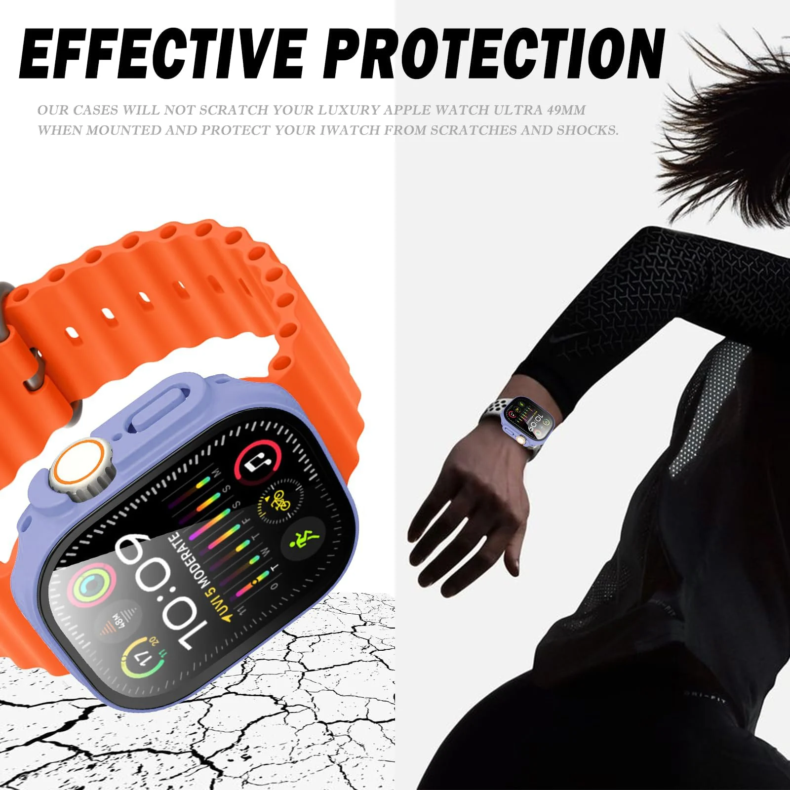 DL3 Mobilak Hard Case Designed for Apple Watch Ultra 2 (2023) / Ultra 1 49mm, Built-in 9H [HD Clear] Tempered Glass Screen Protector, [Full Protection] Slim Cover for iWatch 49mm - Lavender