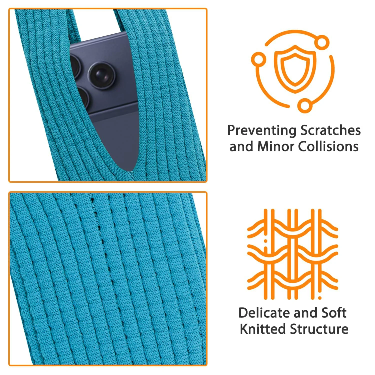 DL3 Mobilak Phone Pocket Lanyard Crossbody Strap 80cm, Universal Stretch Knit Mobile Holder Pouch, Hands-Free Shoulder Phone Bag for iPhone & All Smartphones - Peacock Green