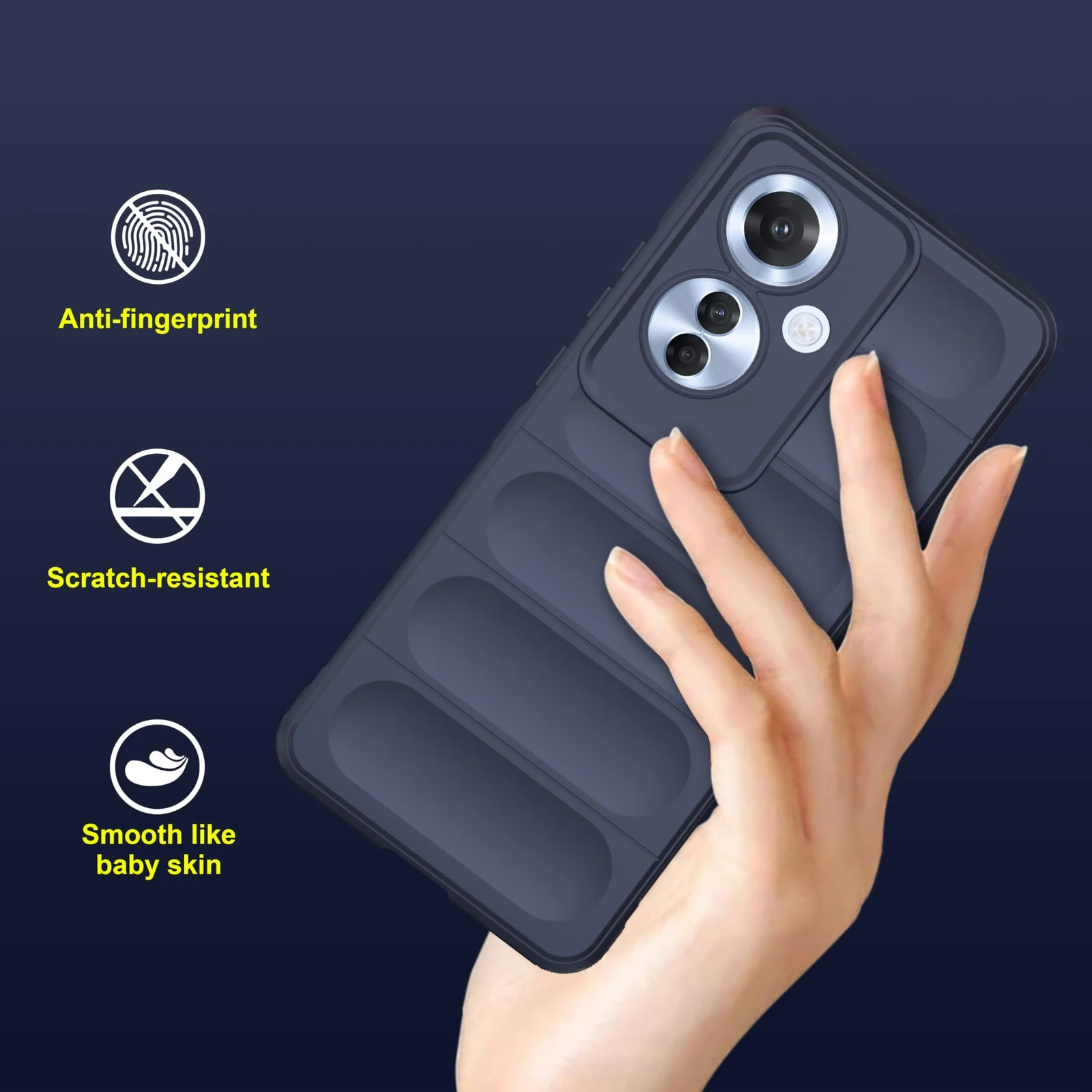 DL3 Mobilak Flexible Silicone and TPU Protective Case with Camera Protection for OPPO Reno 11F 5G - Blue