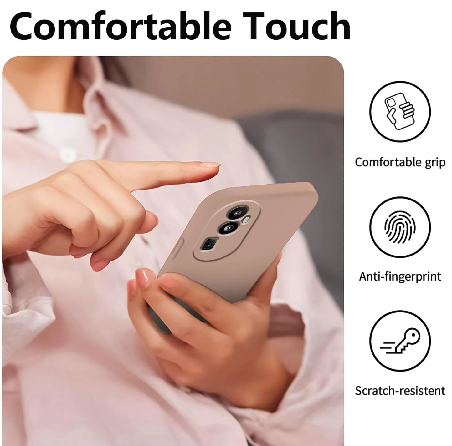 DL3 Mobilak Liquid Silicone Protective Case with Soft Microfiber Lining with Full Camera Protection for OPPO Reno 10 Pro+ Plus 5G - Light Orange