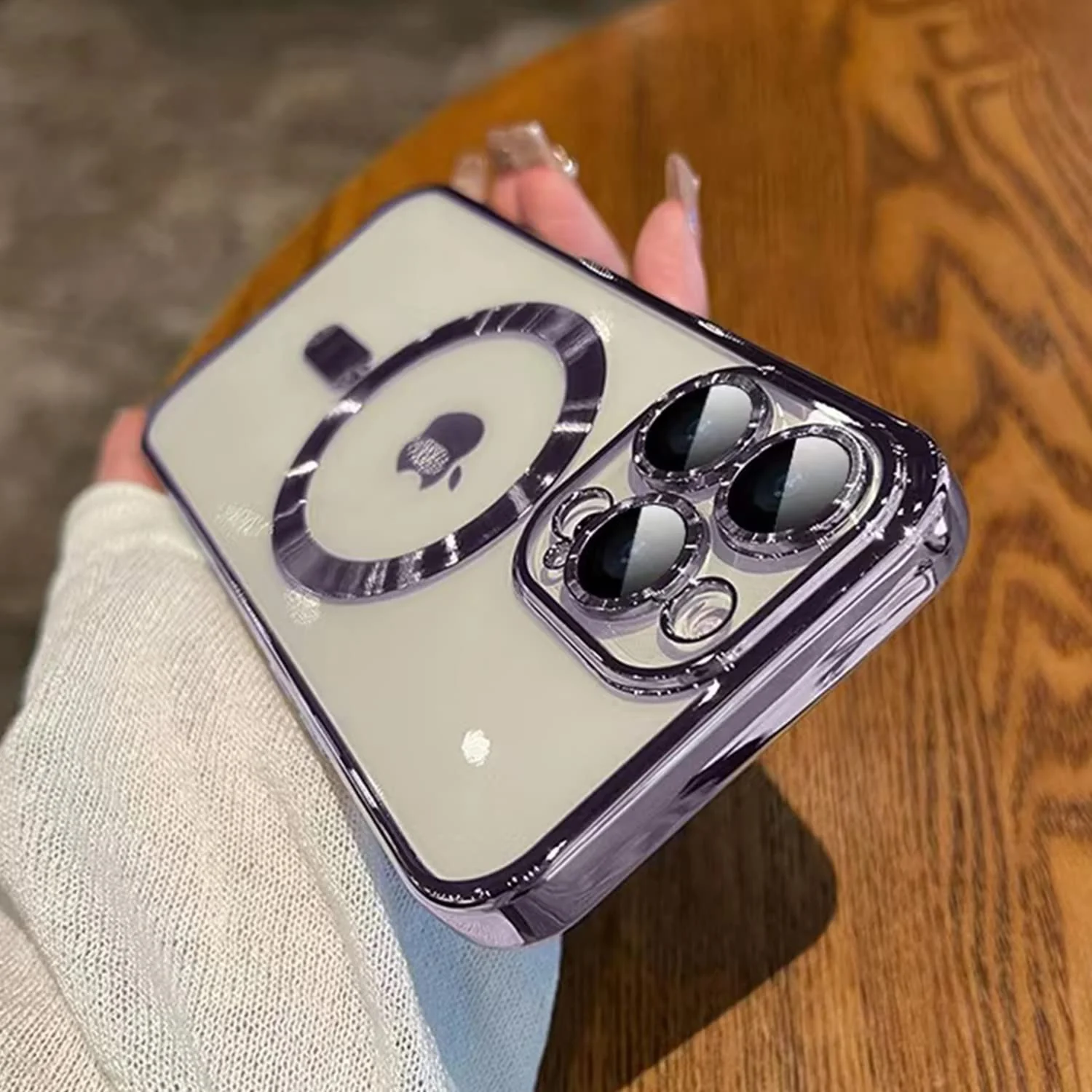 DL3 Mobilak Clear MagSafe-Compatible TPU Case and Camera Lens Protector for iPhone 11 Pro - Deep Purple