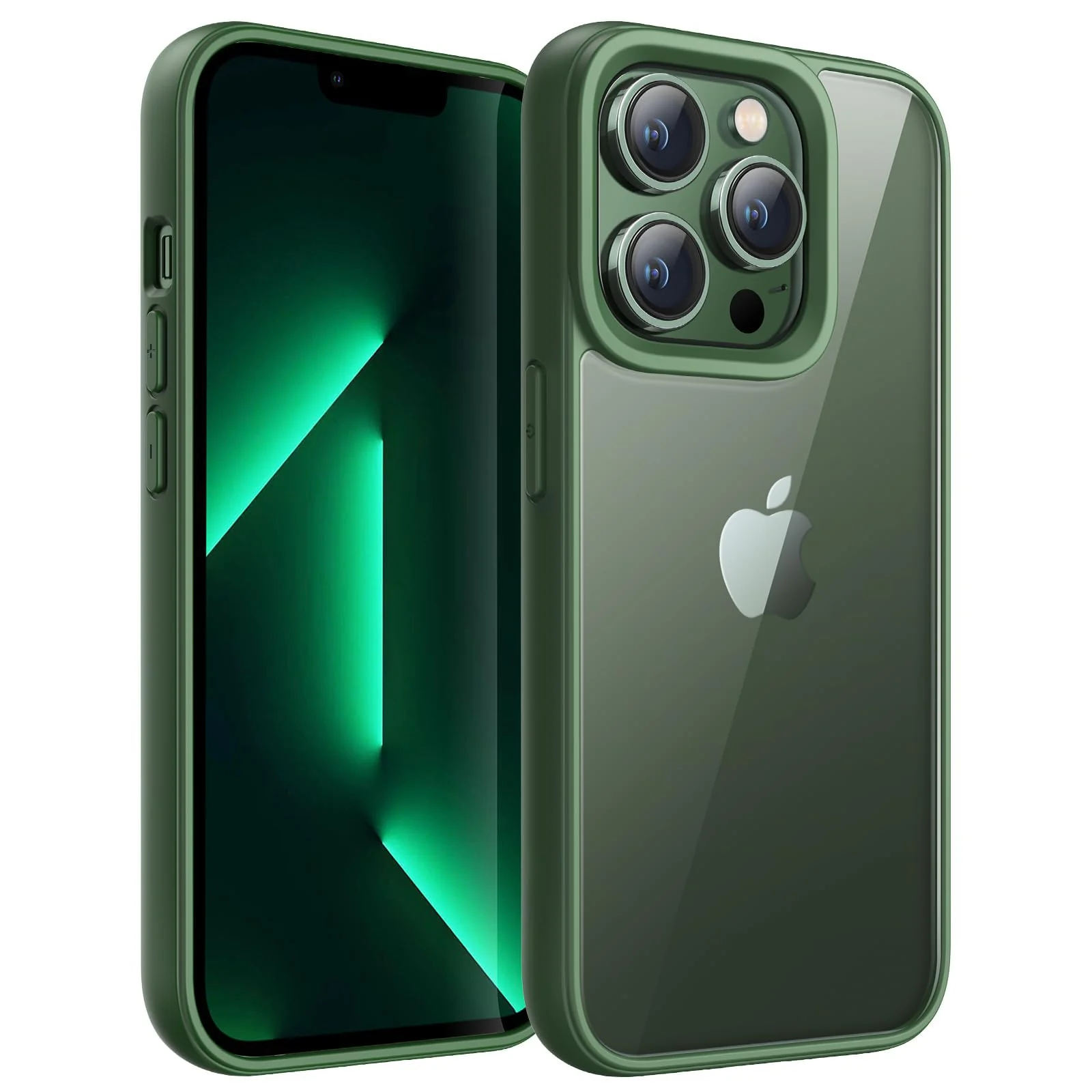DL3 Mobilak Clear TPU Case for iPhone 15 Pro 6.1-Inch, Supports wireless charging, Shock-absorbing protection, Anti-fingerprint finish - Green