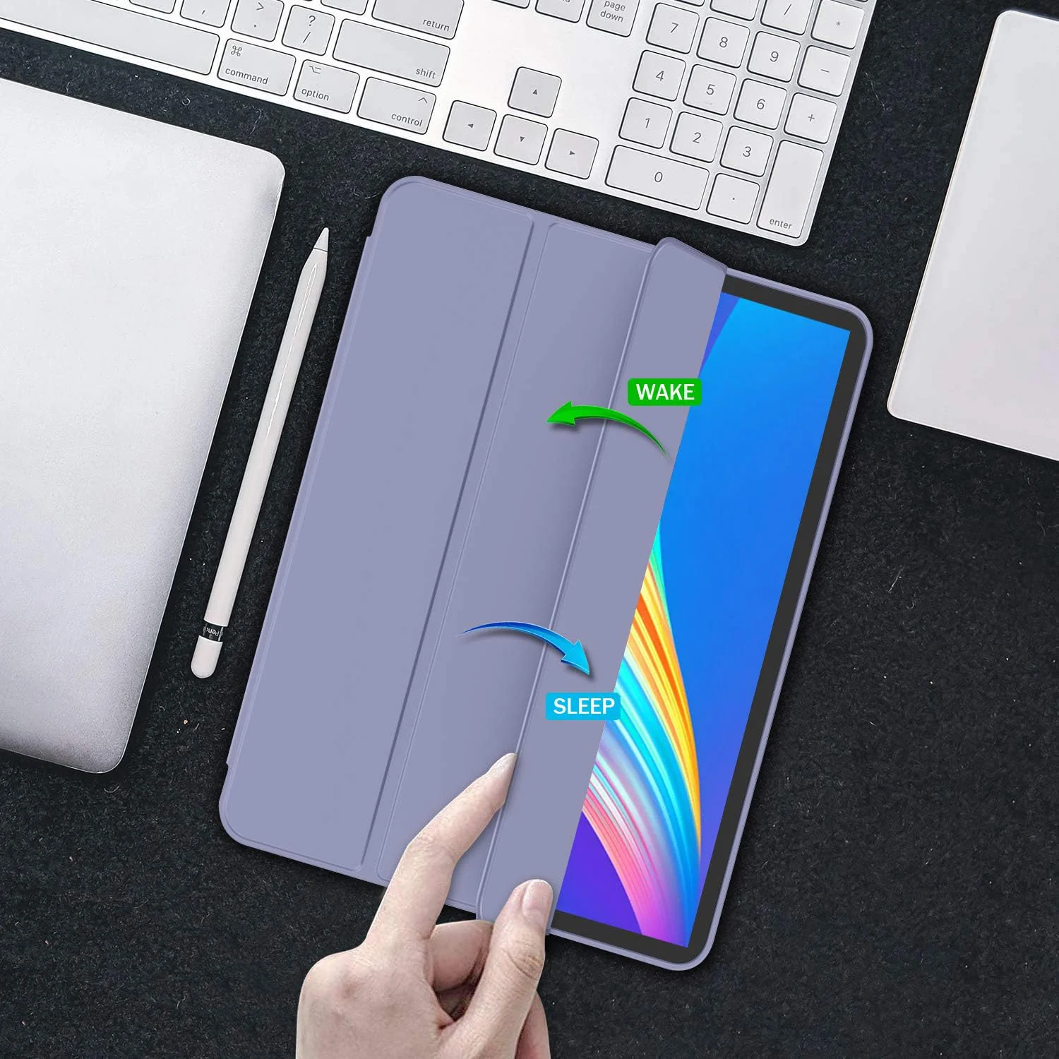 DL3 Mobilak iPad Pro 11 Inch Case 2022(4th Gen)/2021(3rd Gen)/2020(2nd Gen) with Pencil Holder, Smart Case [Support Touch ID and Auto Wake/Sleep] with Auto 2nd Gen Pencil Charging - Lavender