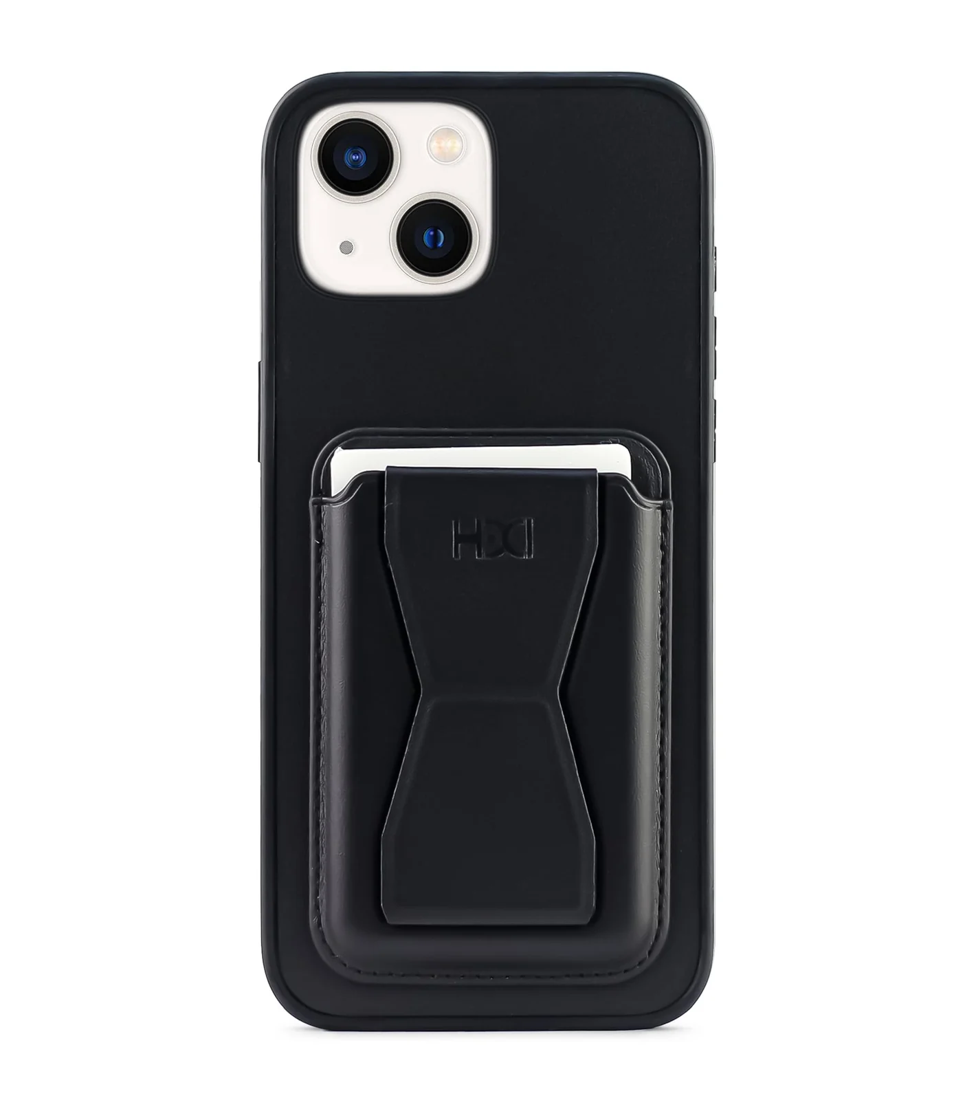 DL3 Mobilak Leather Wallet Case Compatible with iPhone 15 6.1-Inch, Leather Back Cover With TPU Frame, Shockproof Protective Phone Case with Card Holder Stand - Black