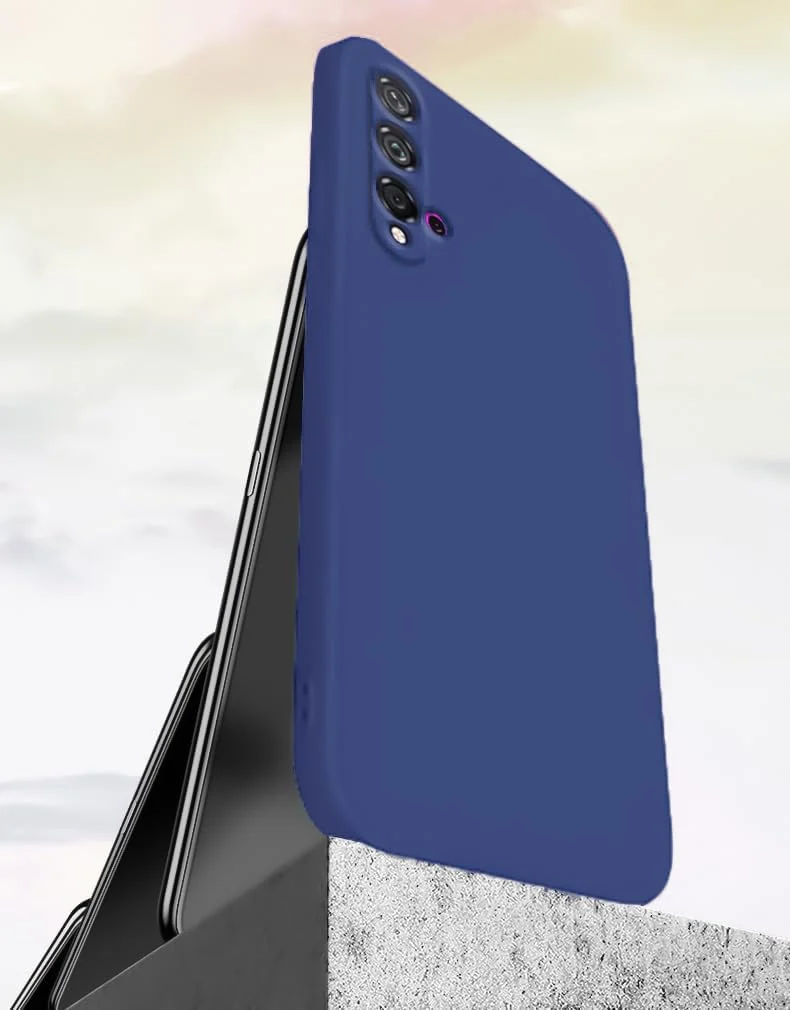 DL3 Mobilak Liquid Silicone Protective Case for Huawei nova 5T with Microfiber Lining and Shockproof Design - Blue 1